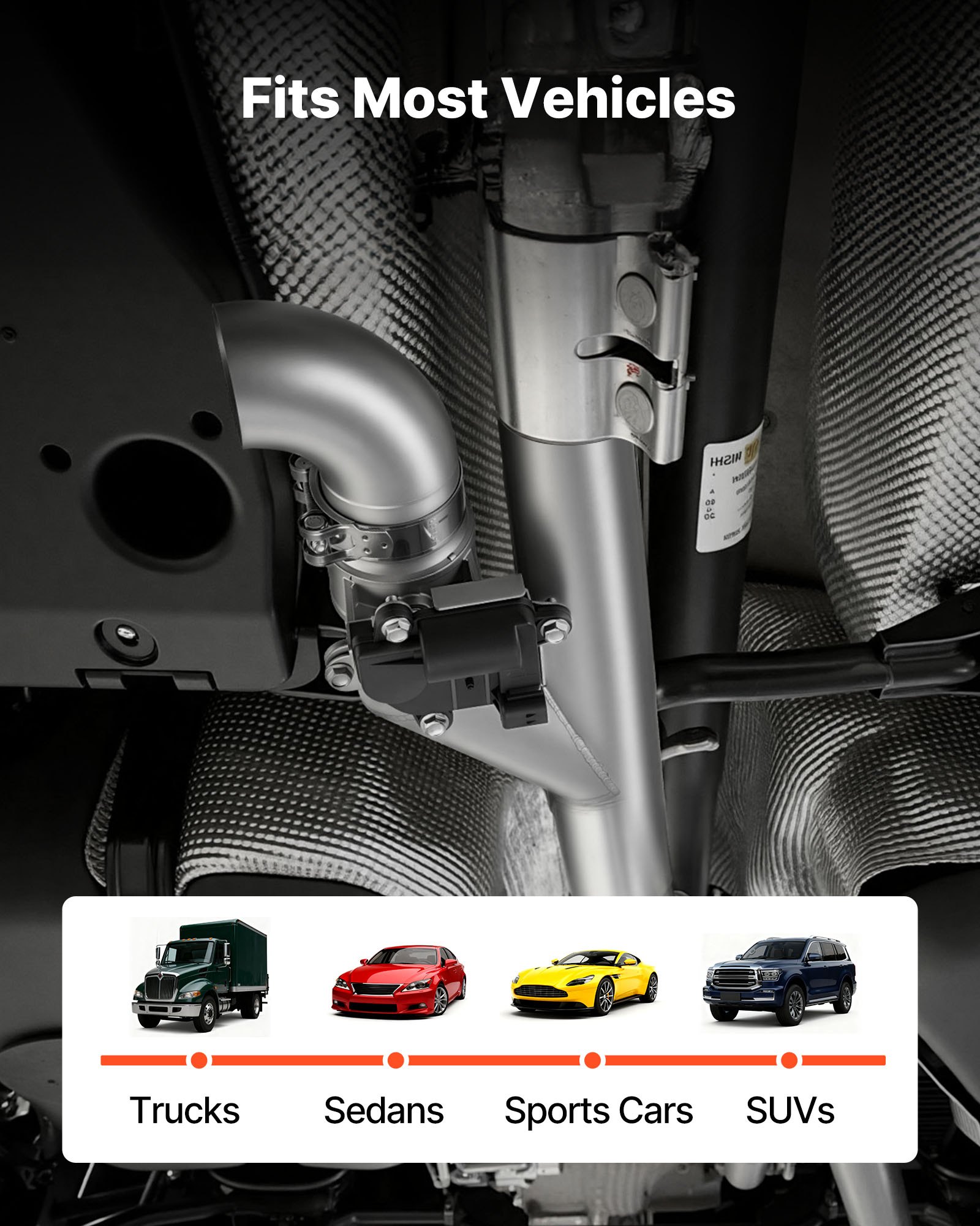 VEVOR Electric Exhaust Cutout, 2.5 Inch Universal Stainless Steel Exhaust Valve Kit with One Controller Remote Kit, Cut Out Valve, Y Pipe, Remote Control & Box, Fits Trucks, Sedans, Sports Cars, SUVs