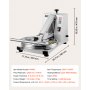 VEVOR Pizzadeegpers 45 cm 1200 W Elektrische Deegpers voor Pizzabodems voor Pizzeria's en Tortilla Restaurants, 0-240 °C, Instelbare Deegdikte 0-11 mm, met Roestvrijstalen Handvat, Aluminium Persplaat