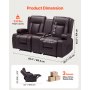 VEVOR Loveseat Relaxfauteuil, verstelbare relaxfauteuil met middenconsole, PU-leren relaxfauteuil met USB-poorten, bekerhouders en opbergvakken, relaxfauteuil voor woonkamer/camper