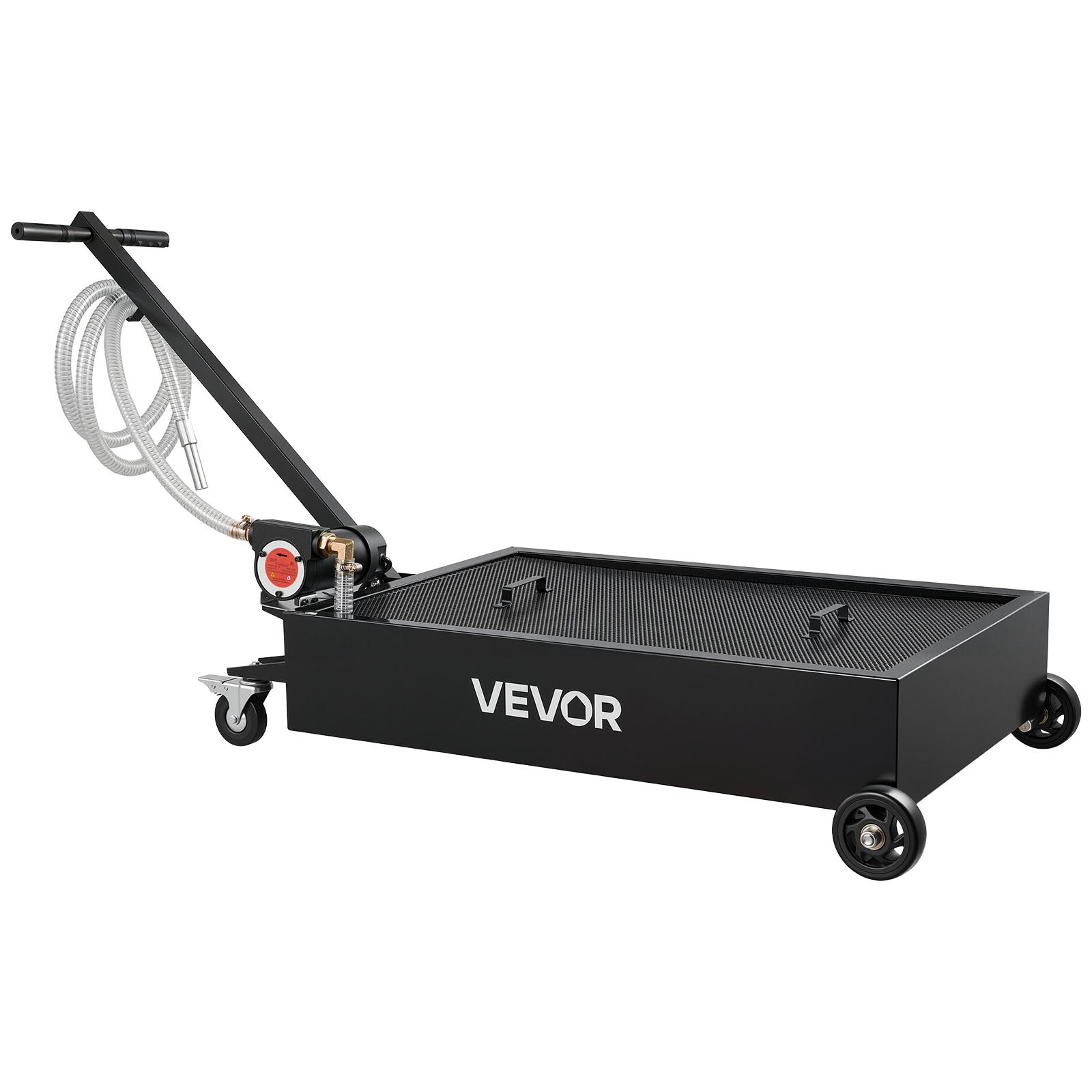 VEVOR Low Profile Olieverversingscanister, 56 liter inhoud, Olieopvangbak met elektrische pomp en 2,2 m slang, Geschikt voor auto's, SUV's, vrachtwagens, motoren, terreinwagens, metaal