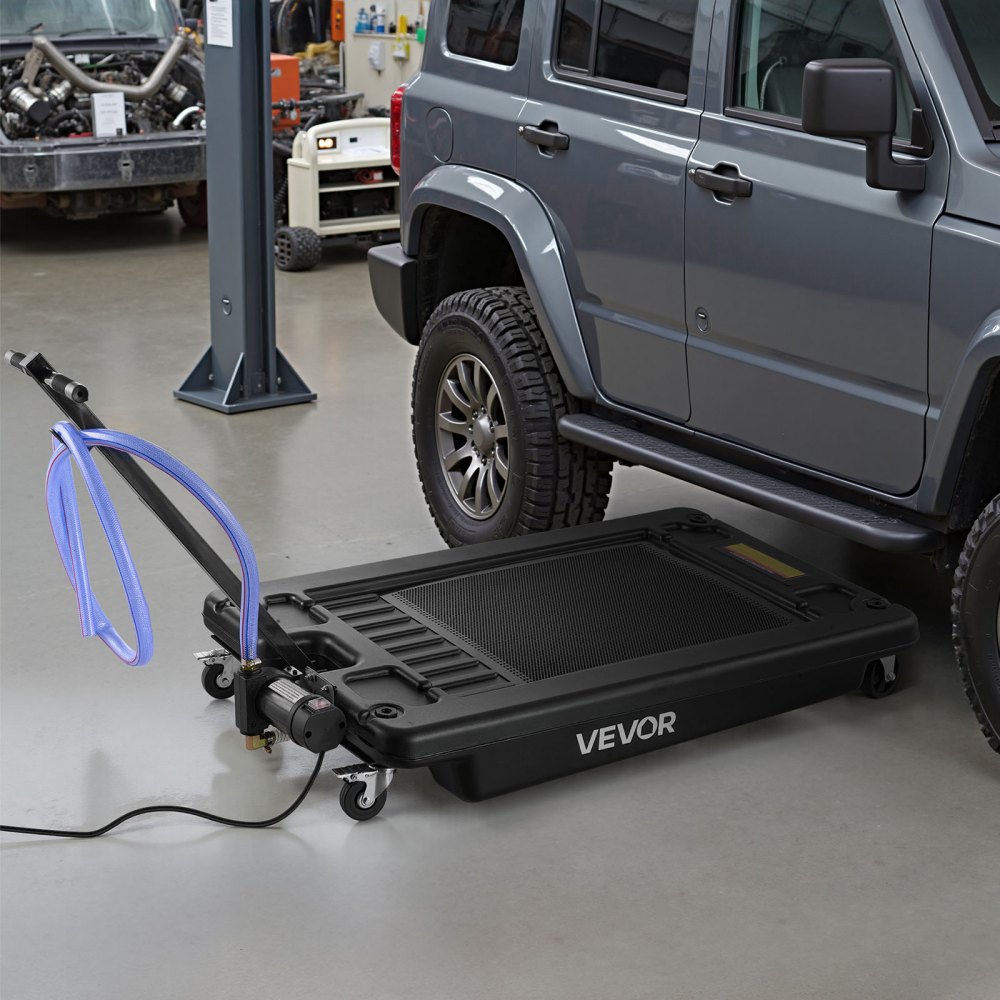 VEVOR Low Profile Olieopvangbak, 64 liter inhoud, olieverversingscontainer met elektrische pomp en 2,2 m slang, geschikt voor auto's, SUV's, vrachtwagens, motoren, terreinwagens, metaal