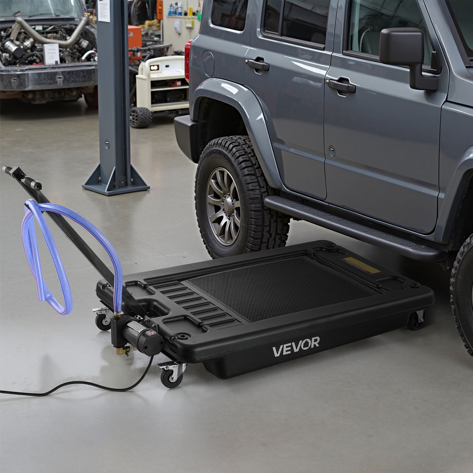 VEVOR Low Profile Olieopvangbak, 64 liter inhoud, olieverversingscontainer met elektrische pomp en 2,2 m slang, geschikt voor auto's, SUV's, vrachtwagens, motoren, terreinwagens, metaal