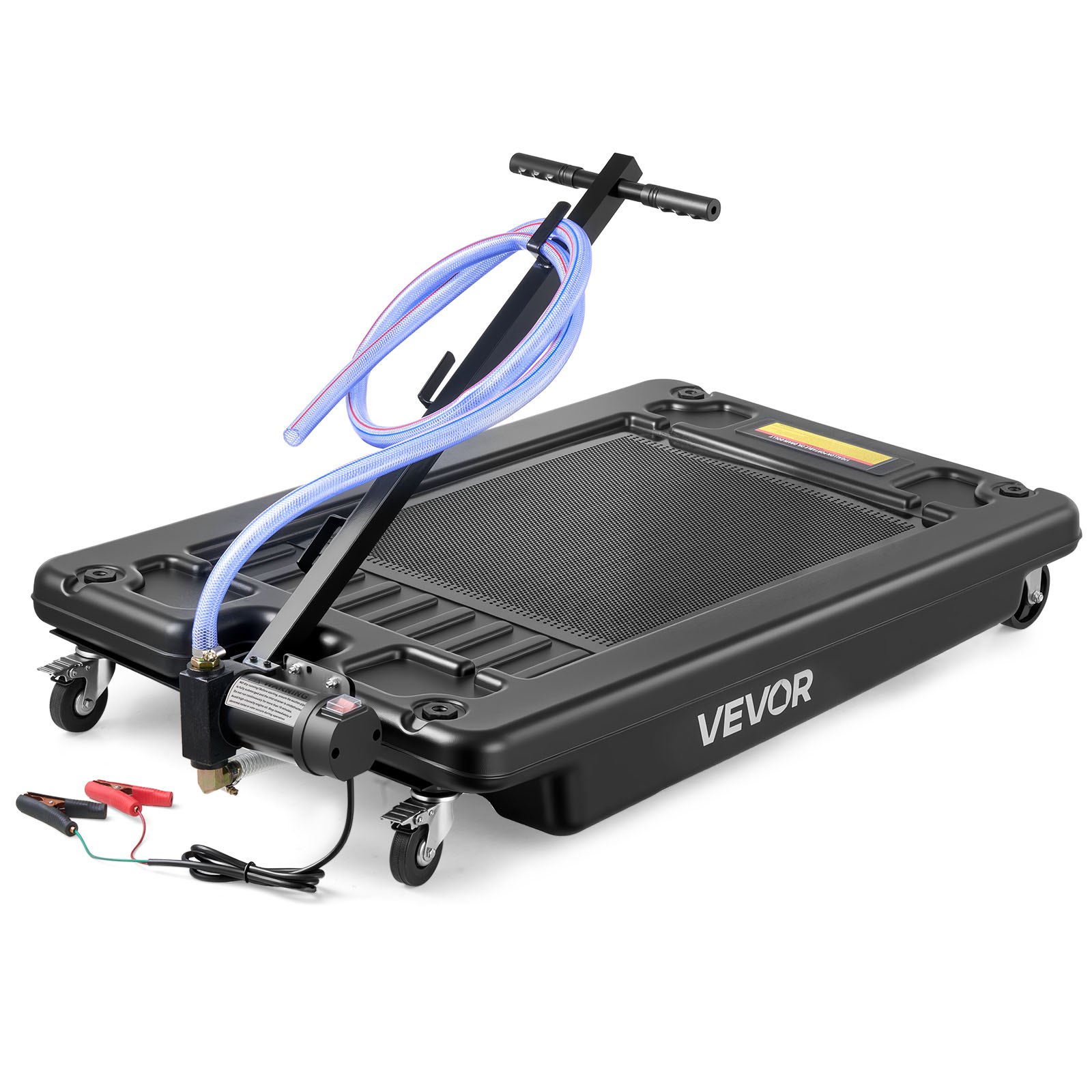 VEVOR Low Profile Olieopvangbak, 64 liter inhoud, olieverversingscontainer met elektrische pomp en 2,2 m slang, geschikt voor auto's, SUV's, vrachtwagens, motoren, terreinwagens, metaal