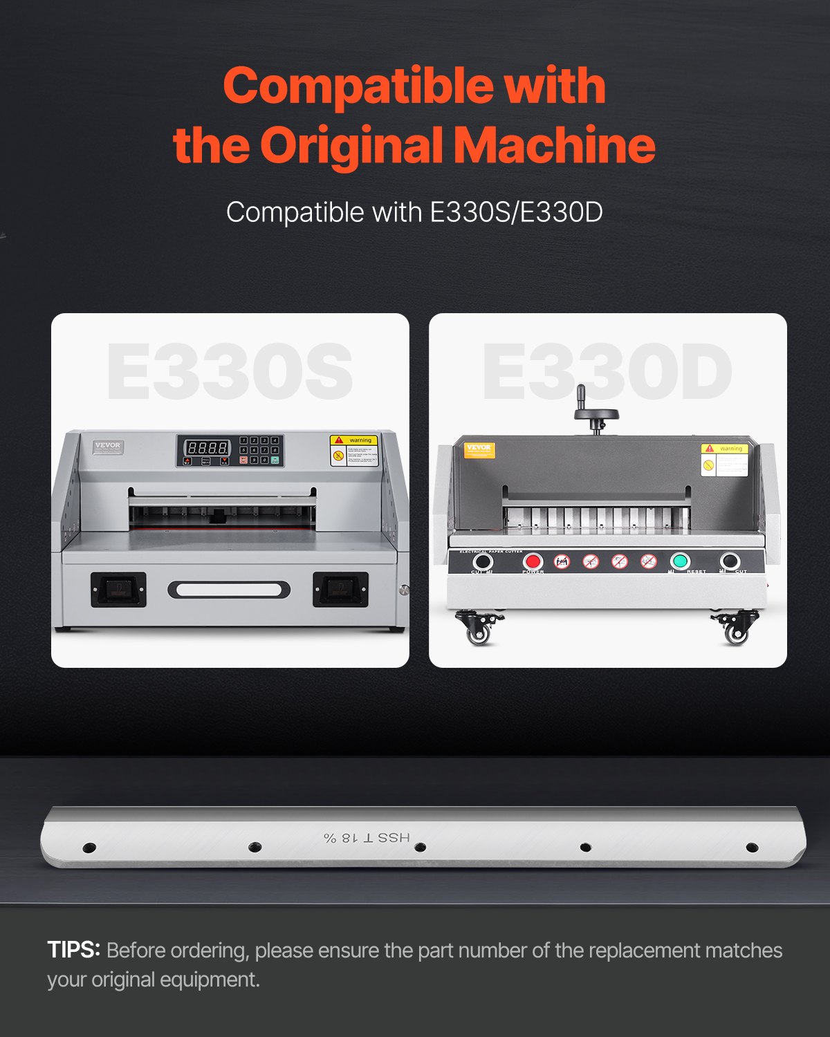 VEVOR-papiersnijmes, robuust stalen vervangend mes, geschikt voor professionele snijmachine E330D / E330S, vervangend mes voor papiersnijmachine (585 x 44 x 6 mm)