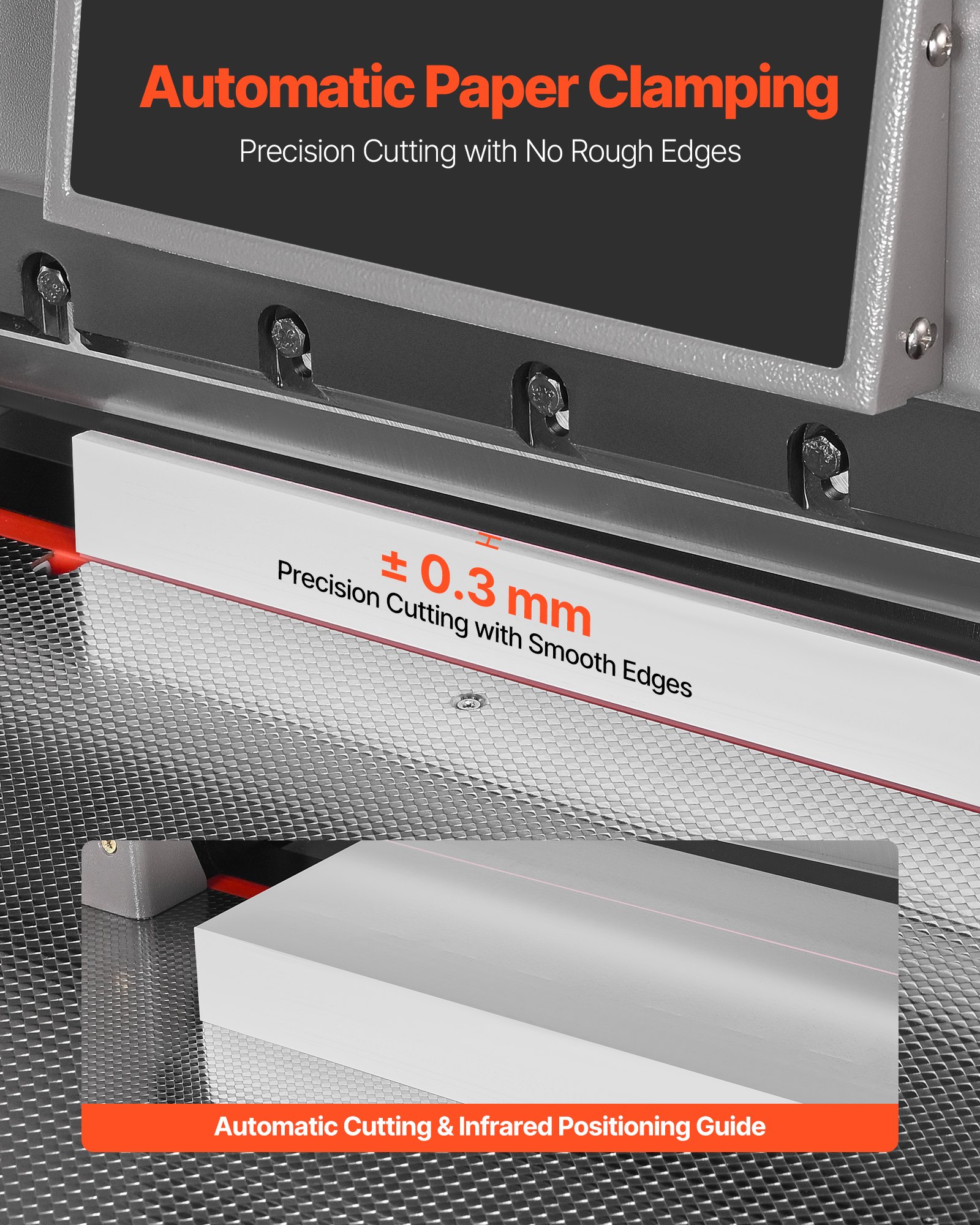 VEVOR elektrische papiersnijder, krachtige papiersnijder, snijbreedte 457 mm, snijdikte 58 mm, grote elektrische guillotine met infraroodfunctie en vervangend mes, 1000 W