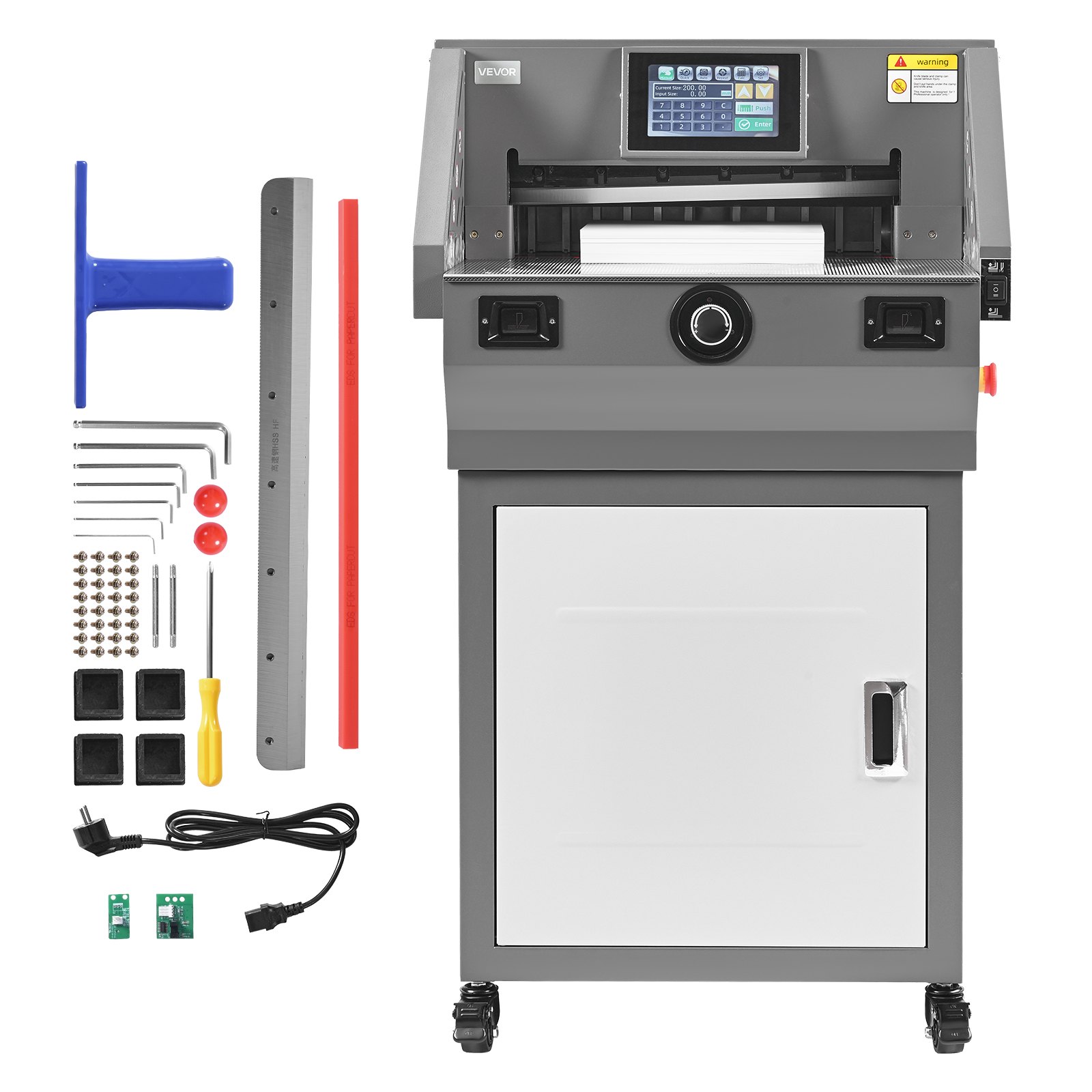 VEVOR elektrische papiersnijder, krachtige papiersnijder, snijbreedte 457 mm, snijdikte 58 mm, grote elektrische guillotine met infraroodfunctie en vervangend mes, 1000 W