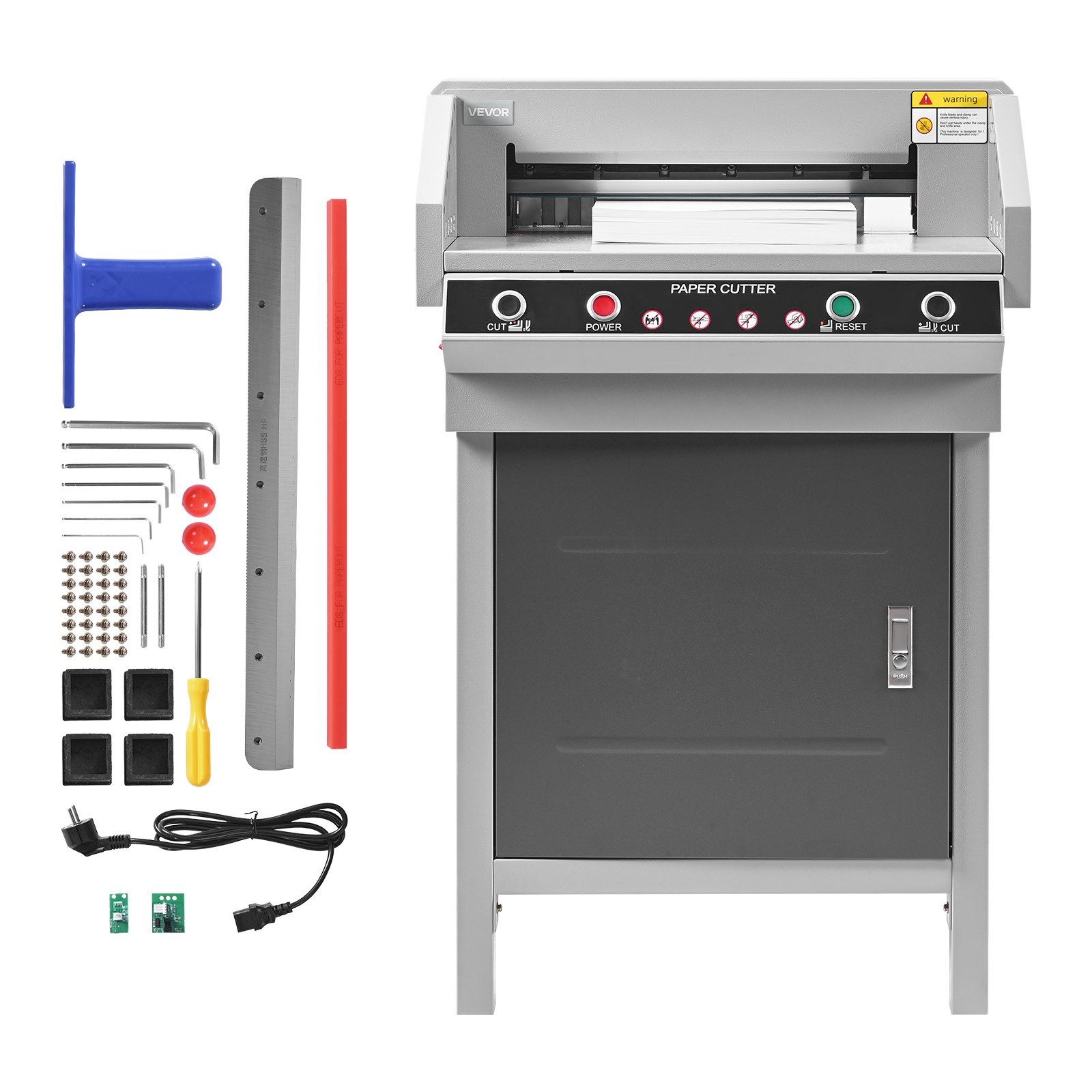 VEVOR elektrische papiersnijder, krachtige papiersnijder, 45 cm snijbreedte, 4 cm snijdikte, grote elektrische guillotine met infraroodfunctie en vervangend mes, 500 W