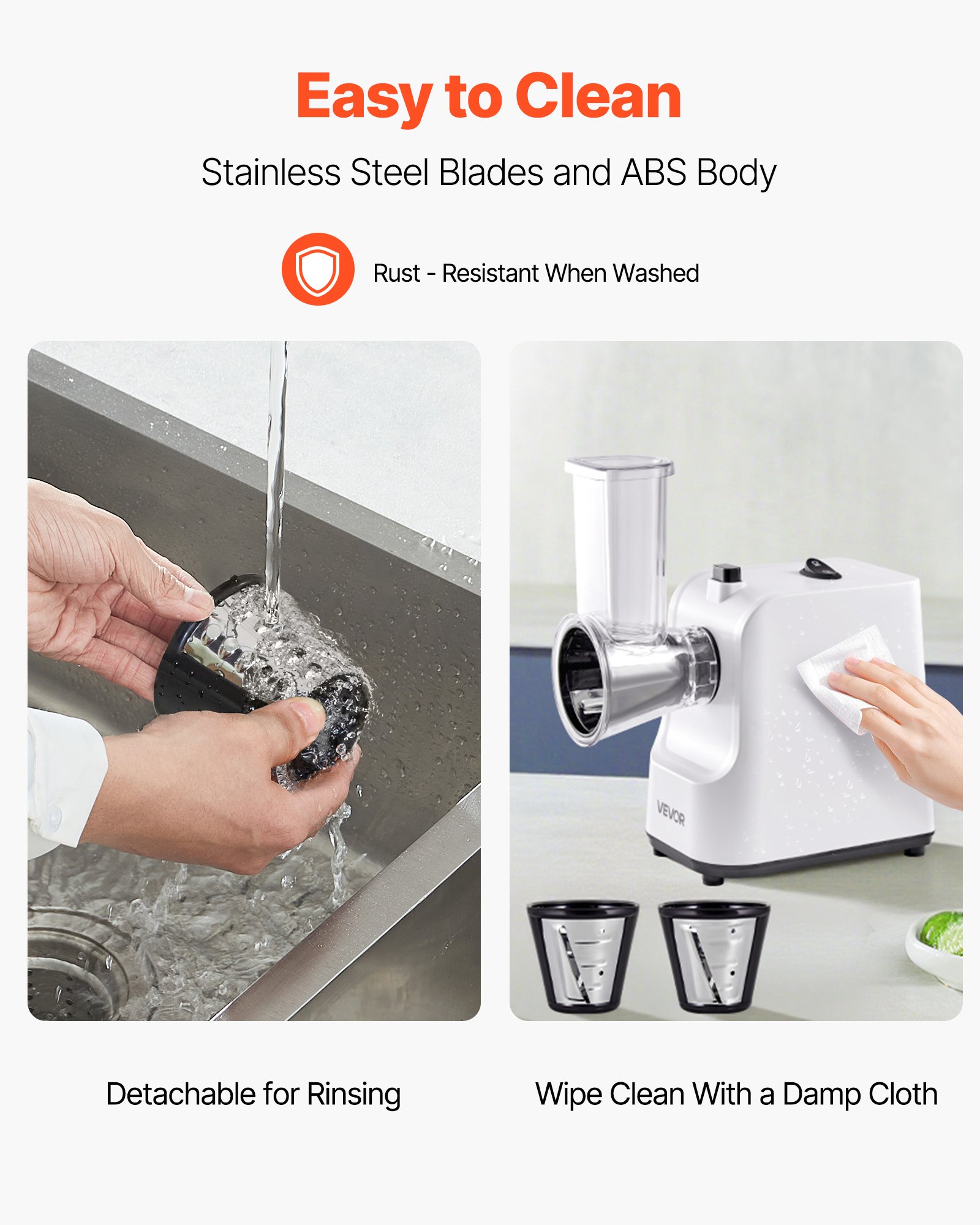 VEVOR Elektrische Kaasrasp Salademaker 200W Groentesnijder Groentesnijder, Roterende Rasp met 5 Opzetstukken, Voedselsnijder met Roestvrijstalen Messen voor Groenten en Kaas, Snel Snijden