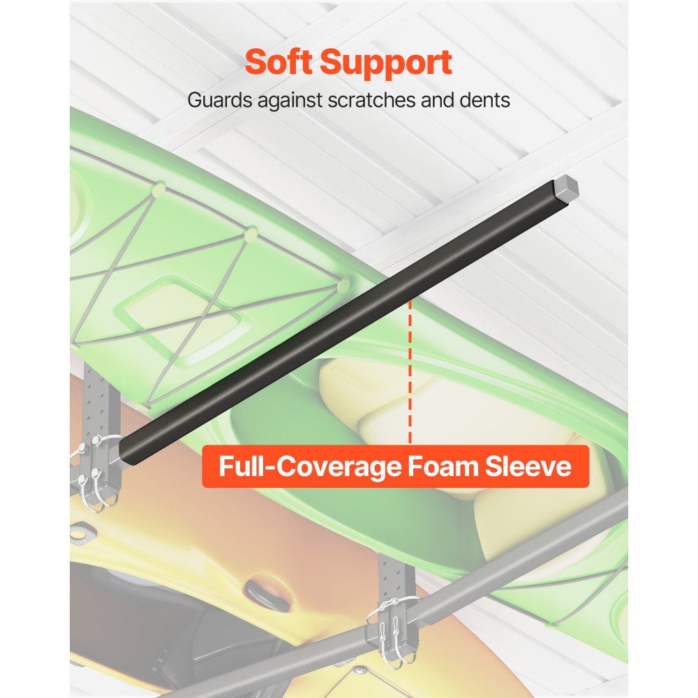 VEVOR Kajakopbergrek voor 2 kajaks/kano's/surfplanken/paddleboards, kajakstandaard, plafondrek voor montage in de garage, verstelbare kajakhouder (plafondmontage) met een draagvermogen van 113,4 kg