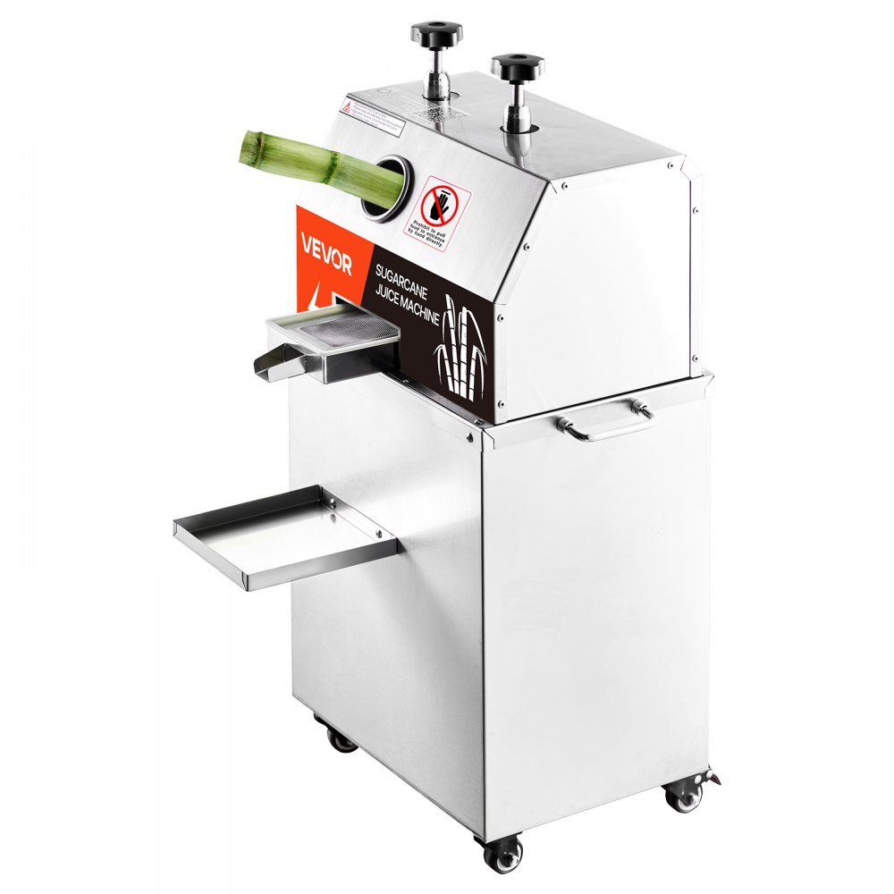 VEVOR Commercial Sugar Cane Juicer, 750W Electric Sugarcane Juicer Machine with 661LBS/H High Output, 3 Stainless Steel Rollers, Sugarcane Juice Press Extractor Squeezer on Wheels for Home/Commercial
