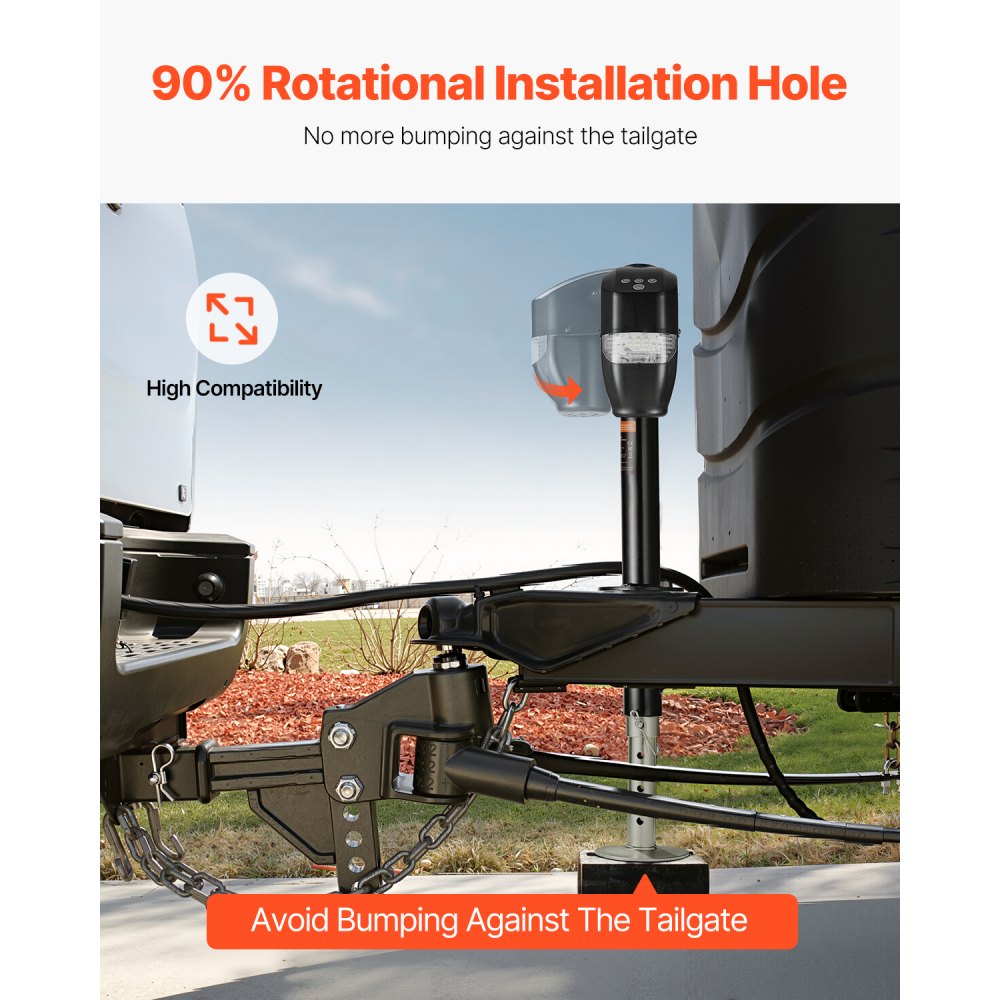 VEVOR elektrische aanhangwagenkrik, 2267 kg, elektrische aanhangwagenkrik voor campers met 2-weg connector, afstandsbediening, slinger en krikafdekking, hefhoogte 255-860 mm, voor aanhangwagens en campers