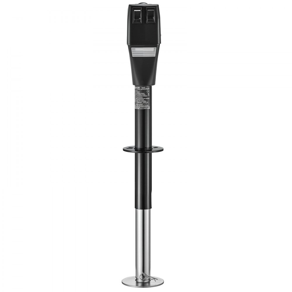 VEVOR elektrische aanhangerkrik 2268 kg, elektrische steunpoot met een slag van 230-686 mm, steun voor camperaanhangers met slinger, beschermkap en LED-verlichting voor caravans, campers en motorhomes, 12 V DC met kabelboom.