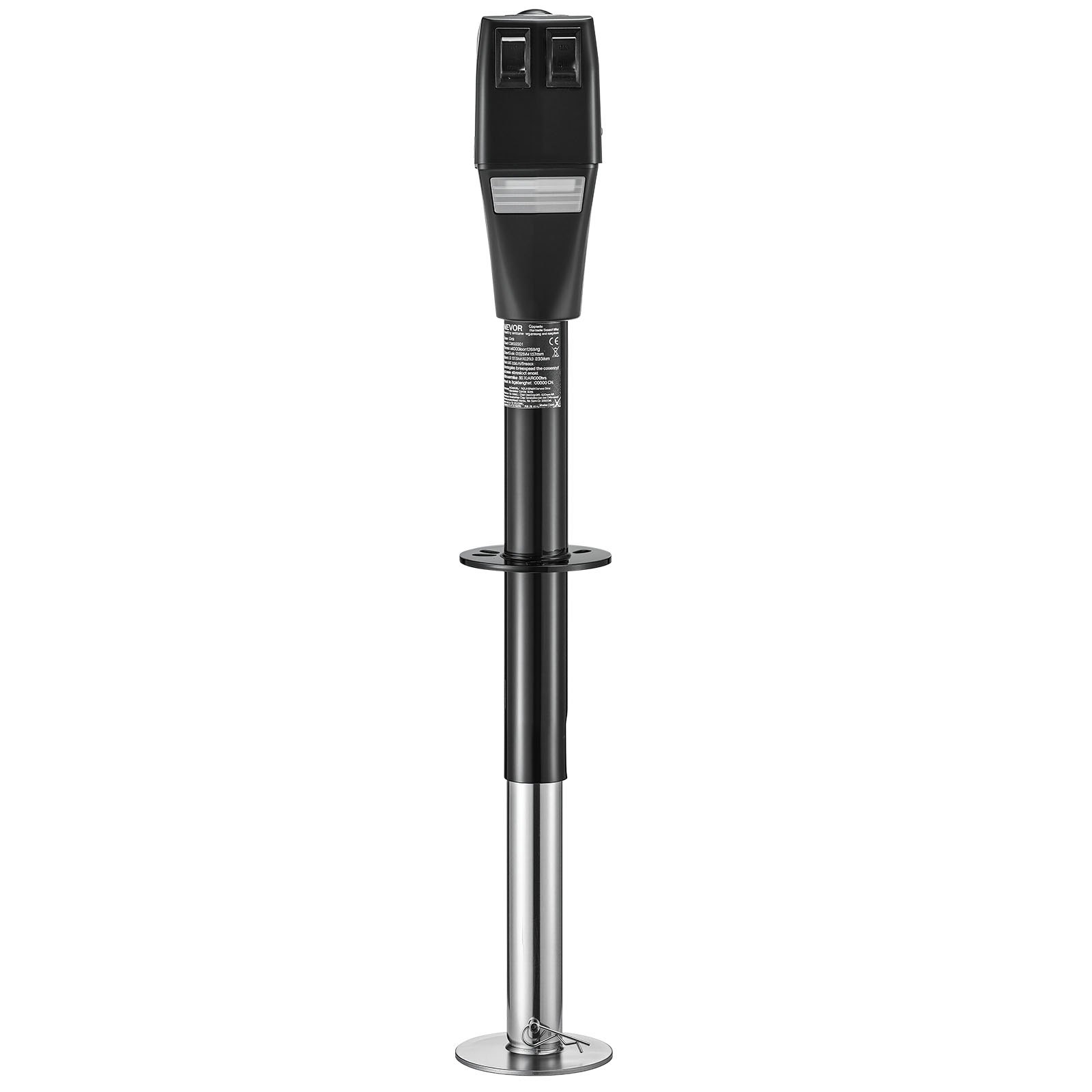 VEVOR elektrische aanhangerkrik 2268 kg, elektrische steunpoot met een slag van 230-686 mm, steun voor camperaanhangers met slinger, beschermkap en LED-verlichting voor caravans, campers en motorhomes, 12 V DC met kabelboom.
