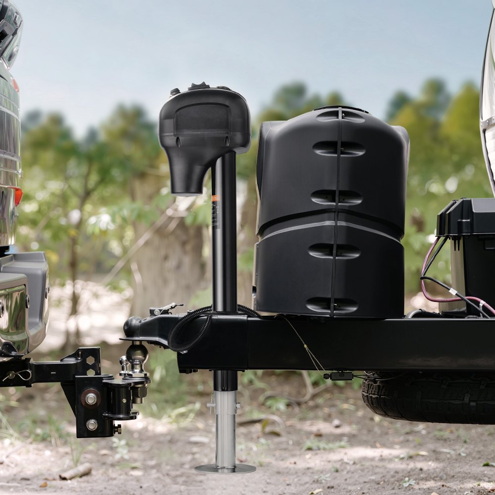 VEVOR elektrische aanhangwagenkrik, 1588 kg, robuuste aanhangwagensteun met 7-pins connector, handmatige kruk en krikafdekking, hefhoogte 240-815 mm, voor aanhangwagens, campers en caravans, zwart