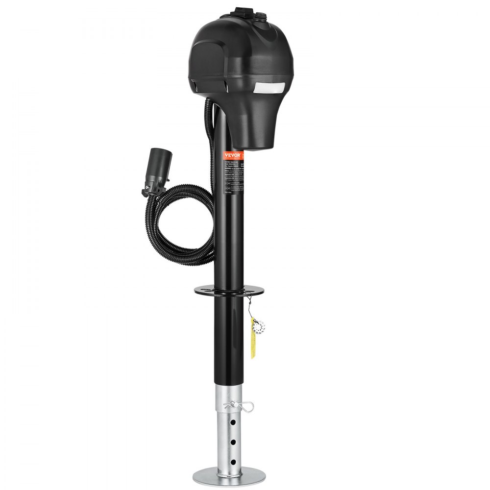 VEVOR elektrische aanhangwagenkrik, 1588 kg, robuuste aanhangwagensteun met 7-pins connector, handmatige kruk en krikafdekking, hefhoogte 240-815 mm, voor aanhangwagens, campers en caravans, zwart
