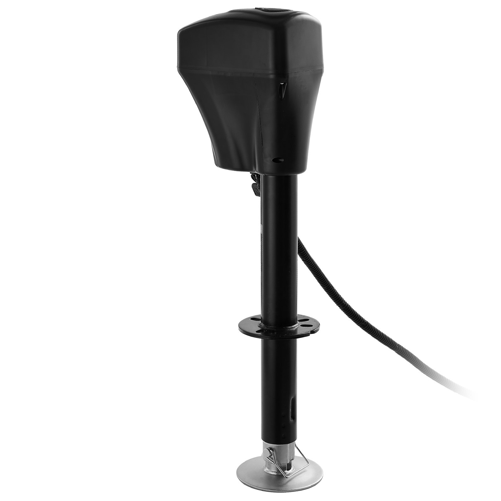 VEVOR elektrische aanhangwagenkrik, 2267 kg, camperaanhangwagensteun met 7-polige stekker, handmatige kruk en krikafdekking, hefhoogte 255-860 mm, voor aanhangwagens, campers en caravans, zwart