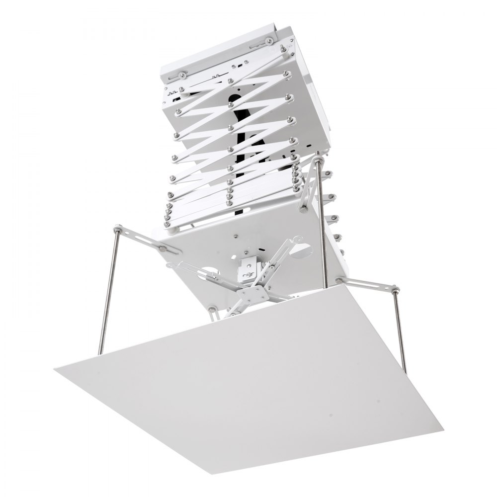 VEVOR Motorized Projector Lift, Electric Projector Lift Adjustable Height 59 in,  Hidden Projector Ceiling Mount with Remote and Wired Control, Ideal for Movies, Home, Office, Stage and Studio, White