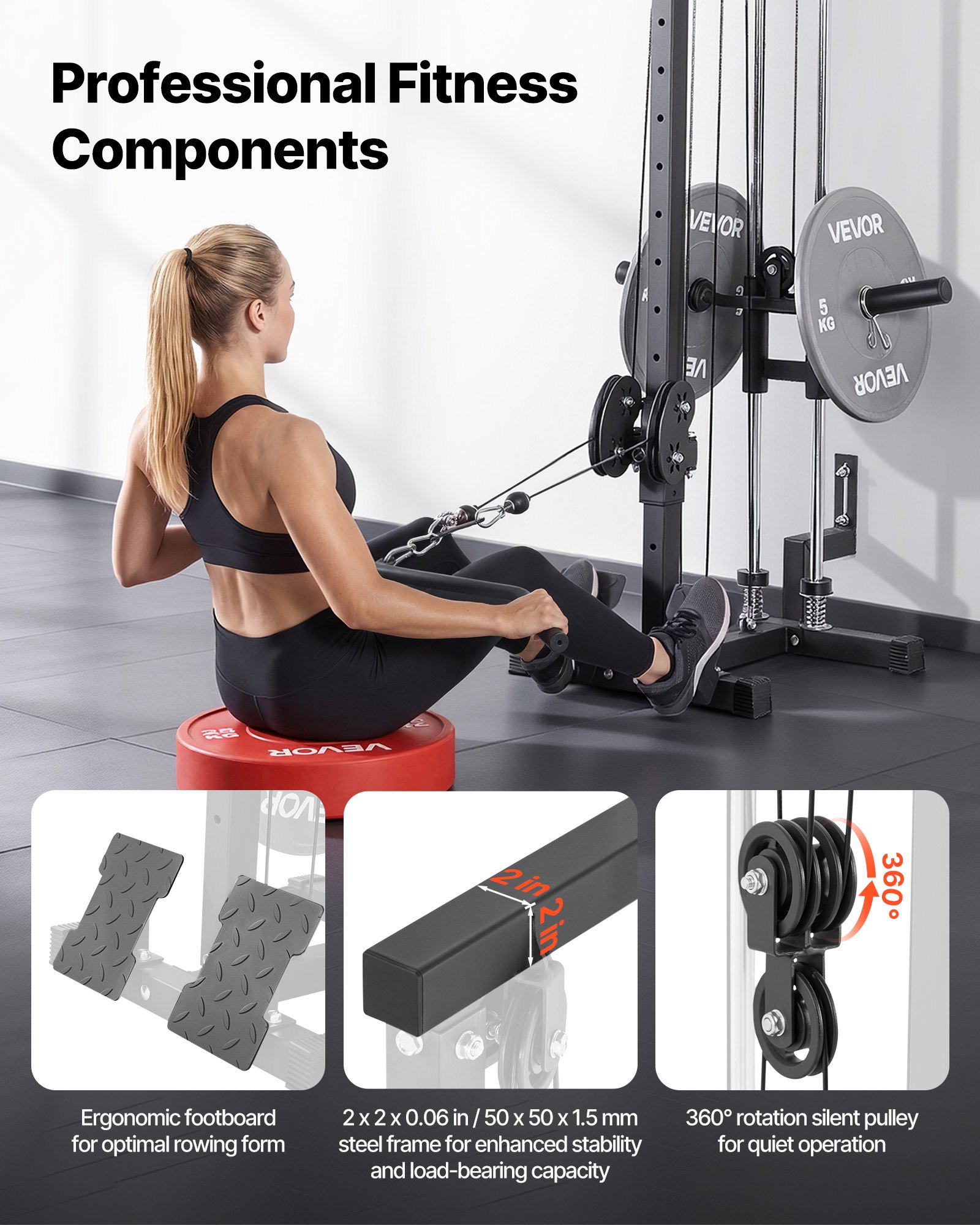 VEVOR Lat Pulldown Station, 3-in-1 wandgemonteerde lat pulldown toren, krachtstation tot ca. 227 kg met lat pulldown stang en kabelkatrol, krachttraining voor rug, armen, schouders en buikspieren, lat pulldown machine voor thuisfitnesscentrum