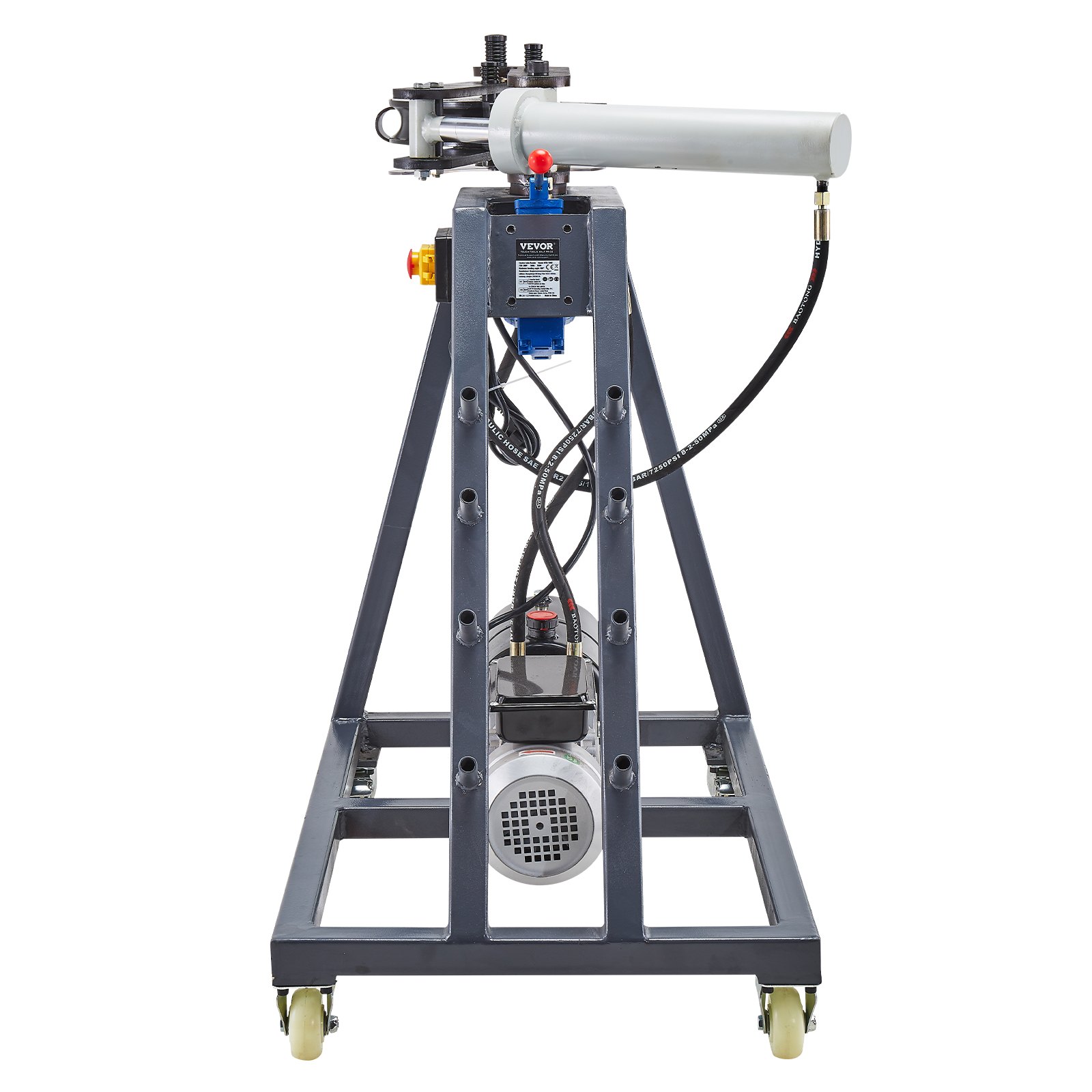 VEVOR Electric Tube Bending Machine, 750W Electric Tubing Bender with 6L Hydraulic Cylinder, Movable Pipe Bender Machine with Casters, 3 Dies & 180° Max Bending Angle, Suitable for 3/4 to 2 inch Pipes