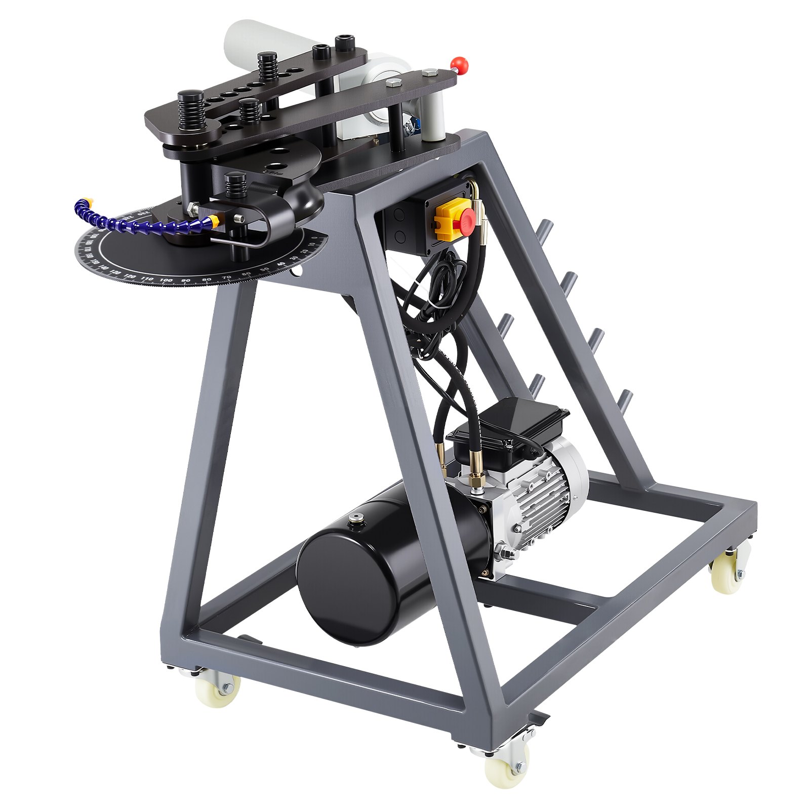 VEVOR Elektrische pijpenbuiger, 750W pijpenbuiger met 6L hydraulische cilinder, pijpenbuiger met rollen, 3 matrijzen en een maximale buighoek van 180°, geschikt voor pijpen van 3/4 tot 2 inch.