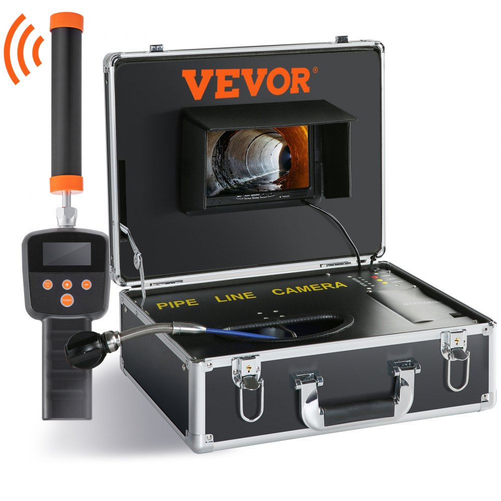 VEVOR Rioolcamera met 512Hz Tracking, 30m, 17,8cm Pijpinspectiecamera met DVR-functie, IP68 Camera met 12 verstelbare LED's, een 16GB SD-kaart voor Rioolleidingen, Huis, Rioolafvoerbuizen