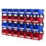 VEVOR Plastic Storage Bin, (5-Inch x 4-Inch x 3-Inch), Hanging Stackable Storage Organizer Bin, Blue/Red, 24-Pack, Heavy Duty Stacking Containers for Closet, Kitchen, Office, or Pantry Organization