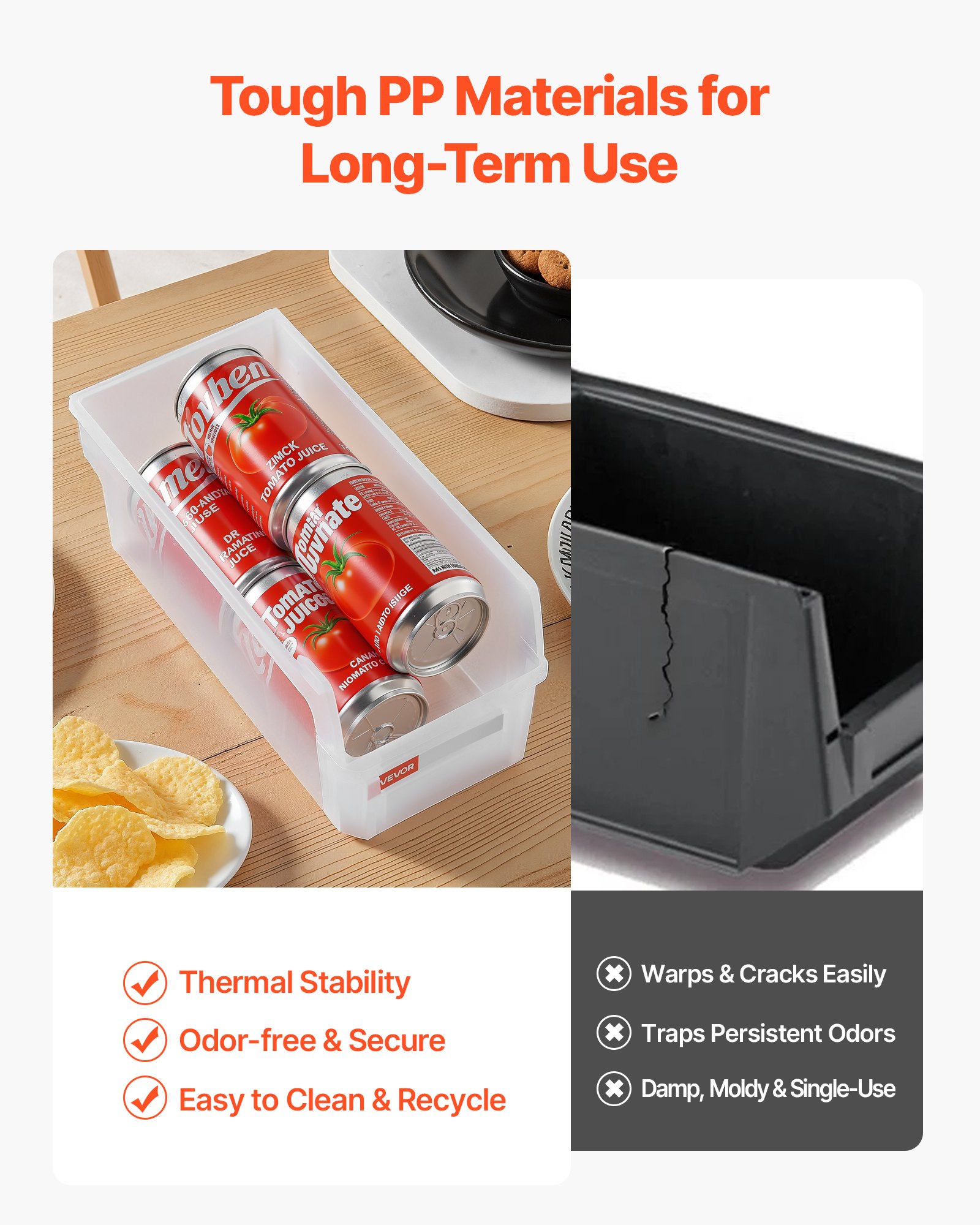 VEVOR stapelboxen, 276 x 140 x 130 mm (8-pack), opbergdozen voor organiseren en opbergen, opbergdozen met open voorkant, opbergdoos met open voorkant, voor kast, garage, kleine onderdelen, kantoorbenodigdheden, andere accessoires, transparant