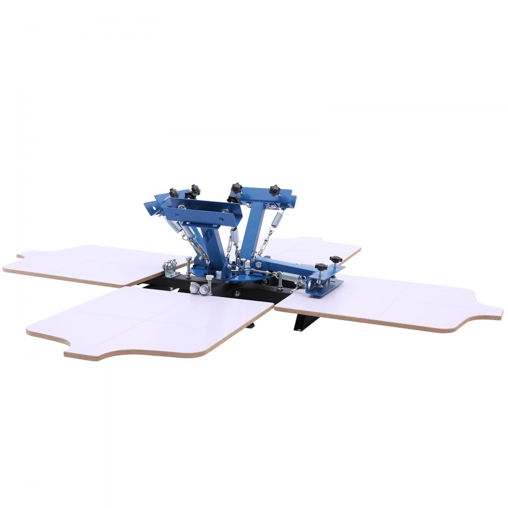 VEVOR 4-kleuren 4-stations zeefdrukmachine, 540x450 mm, 360° draaibaar, nauwkeurige positionering, gepoedercoat koolstofstaal, voor T-shirt zelfdruk, thuisgebruik en commerciële klanten.