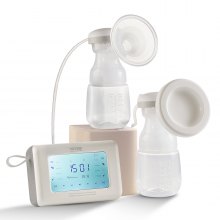 VEVOR Electric Double Breast Pump 9.45W Breast Pump 180ml PP Milk Bottle Breast Pump -300±20mmHg Breastfeeding Pump with 4 Modes and 9/15 Levels ≤50dB Ultra-Quiet Worry-Free Pumping Breast Milk on the Go