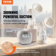 VEVOR Electric Double Breast Pump 7W Breast Pump Breast Pump -280±20mmHg Breastfeeding Pump with 4 Modes and 16 Adjustable Levels ≤45dB Ultra-Quiet Worry-Free Pumping Breast Milk on the Go