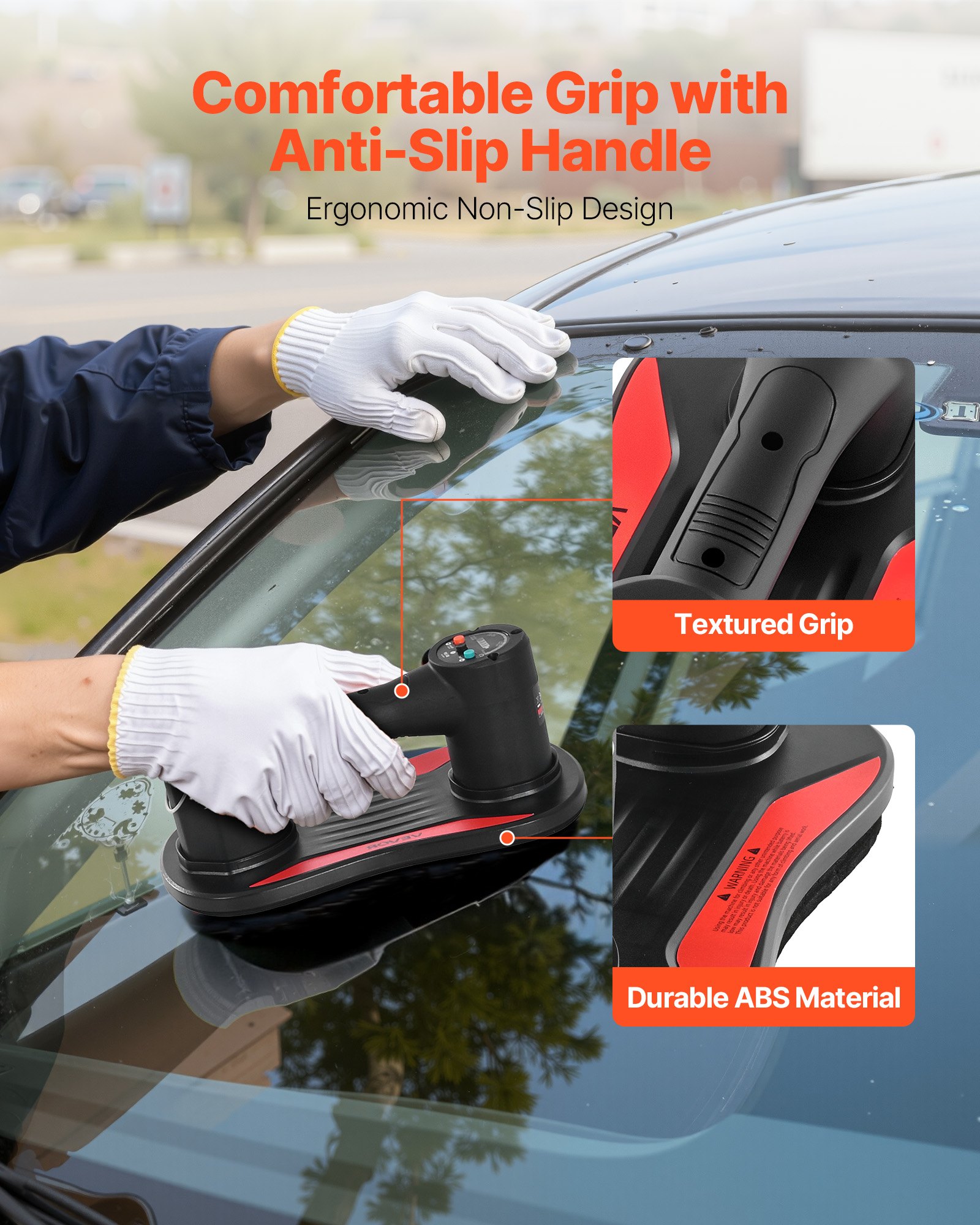 VEVOR Electric Vacuum Suction Cup, 170 kg Max Lifting Capacity, Vacuum Glass Lifter with Digital Display, Heavy Duty Tile Suction Cup Tool for Lifting Tile, Granite, Wood, Paver, Drywall, Windows