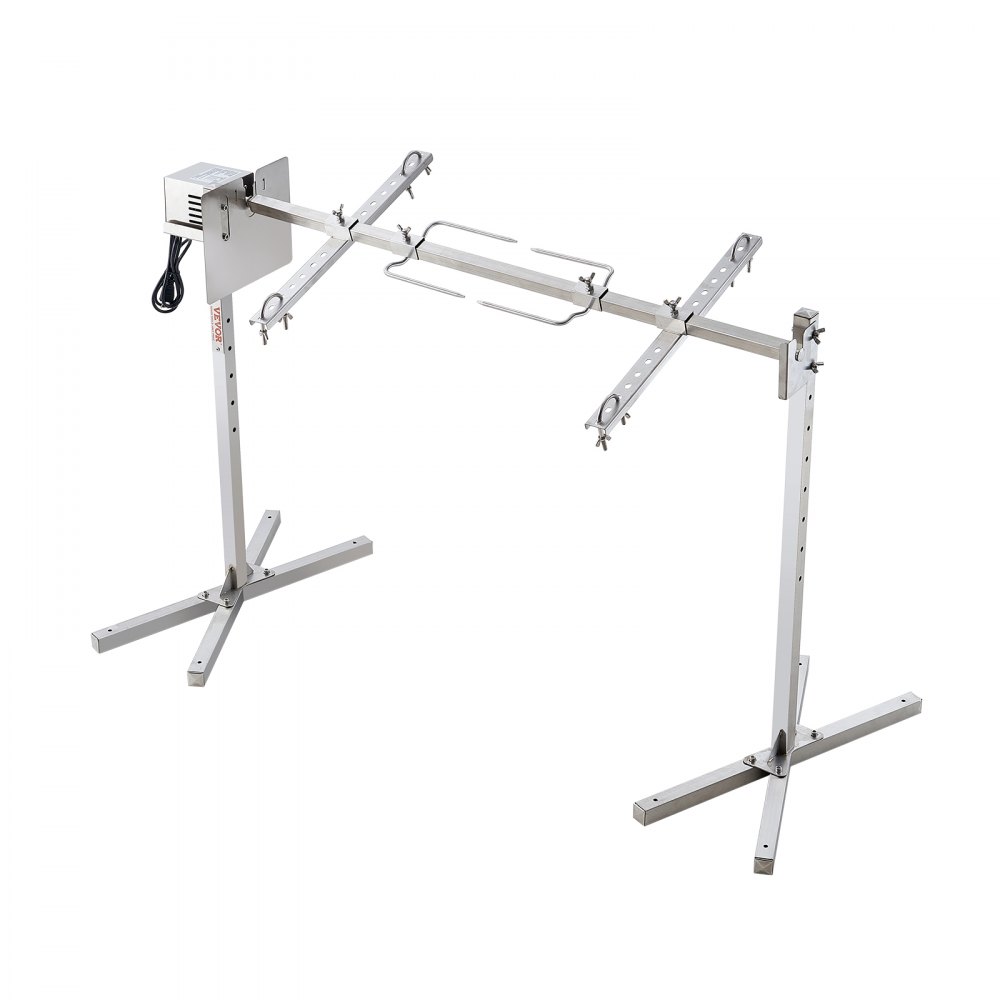 VEVOR Lamsgrill, speenvarkengrill, spitgrill, 41 kg BBQ-spitgrill voor varkensvlees, lam, geit, elektrische 42 W-motor, commerciële roestvrijstalen braadslede met hitteschild, 1108 mm spitlengte