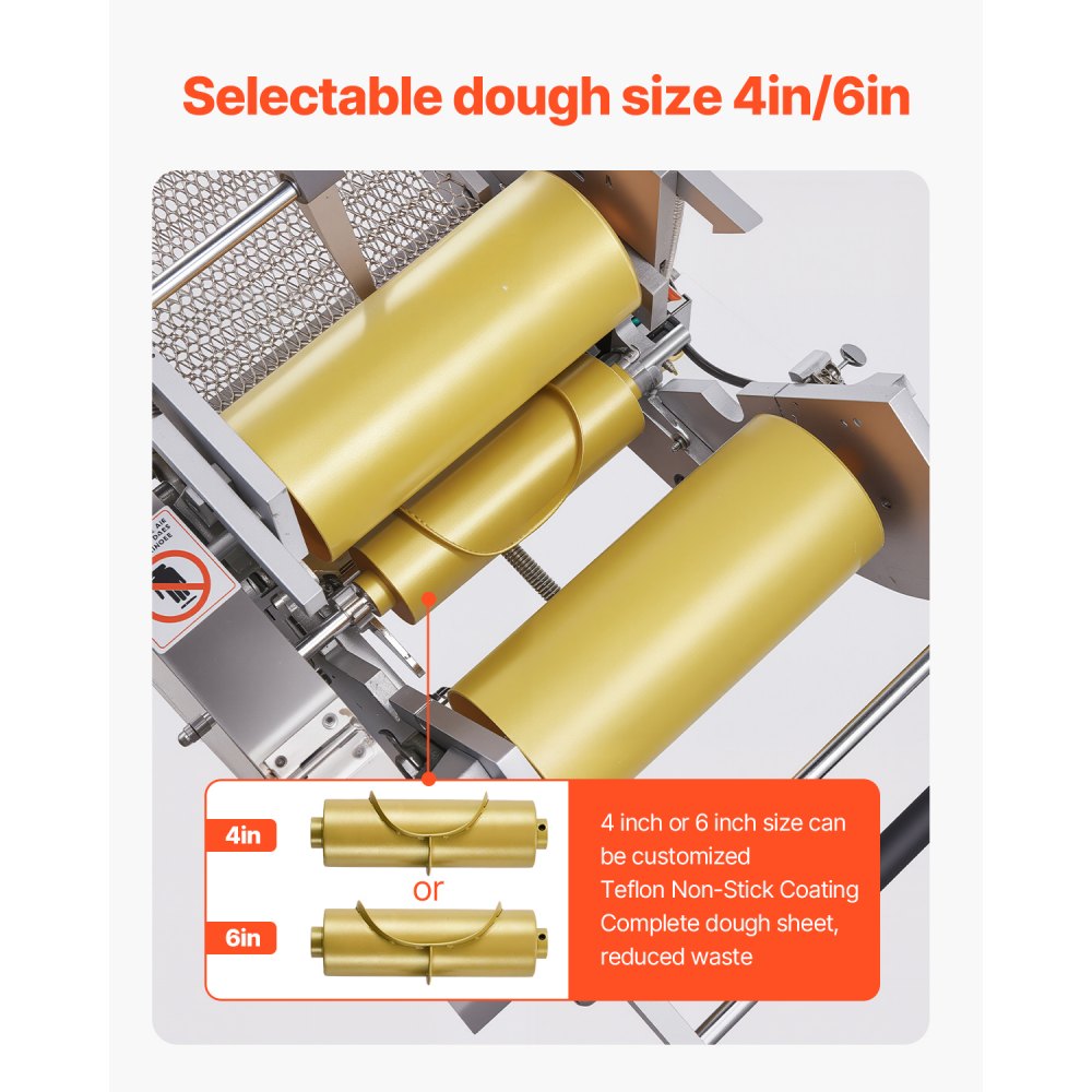 VEVOR Electric Tortilla Maker, Automatic Corn Tortilla Making Machine with Non-Stick Coating and Two Molds(4 in + 6 in), Electric Chapatti Machine Suitable for Produce Sopes Roti Pita Tortilla Pizza