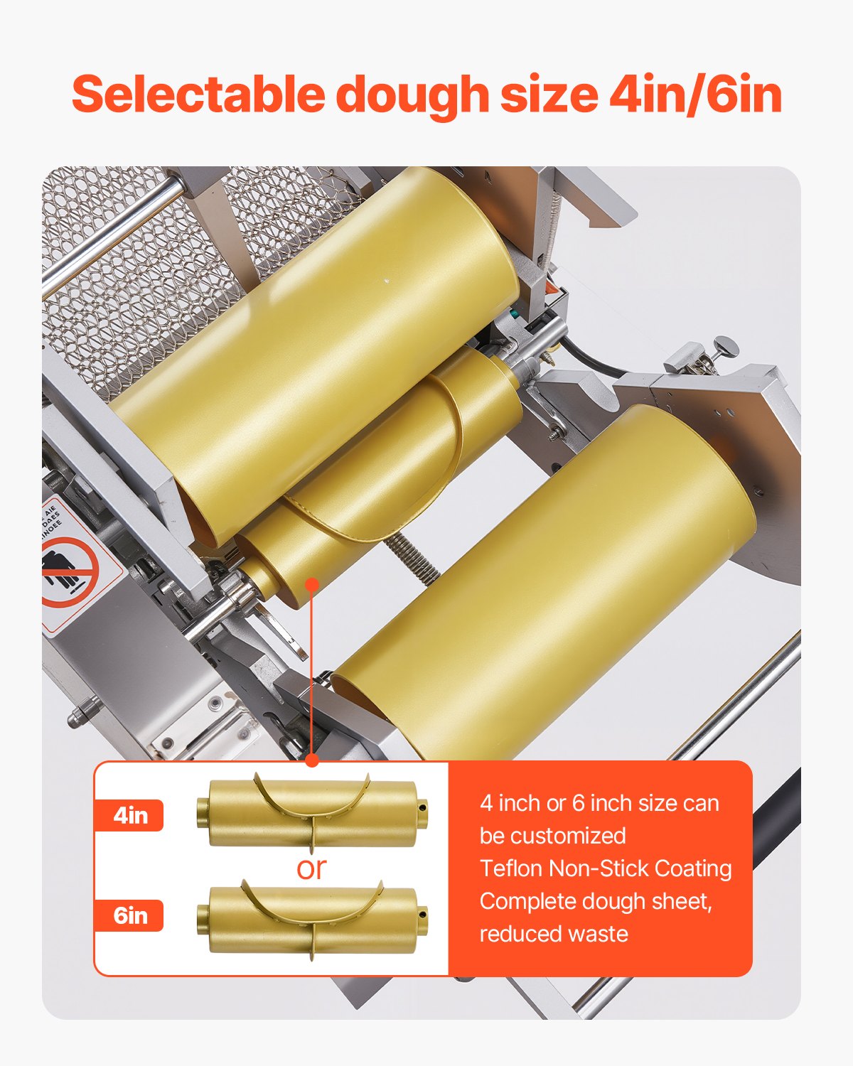 VEVOR Electric Tortilla Maker, Automatic Corn Tortilla Making Machine with Non-Stick Coating and Two Molds(4 in + 6 in), Electric Chapatti Machine Suitable for Produce Sopes Roti Pita Tortilla Pizza