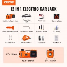 VEVOR Electric-Hydraulic Jack 5T 180W Electric Jack Hydraulic Cylinder 155-450mm Hydraulic Hand Pump Car Jack for Cars SUVs Etc with Impact Wrench Tool Box Power Cord