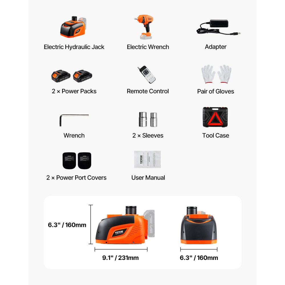 VEVOR Electric Car Jack, 5 Tons /11000 lbs, Electric Scissor Jack with Electric Impact Wrench, Tire Change Replacement with LED Light & Remote Control, Portable Jack kit for Sedan, SUV, Truck
