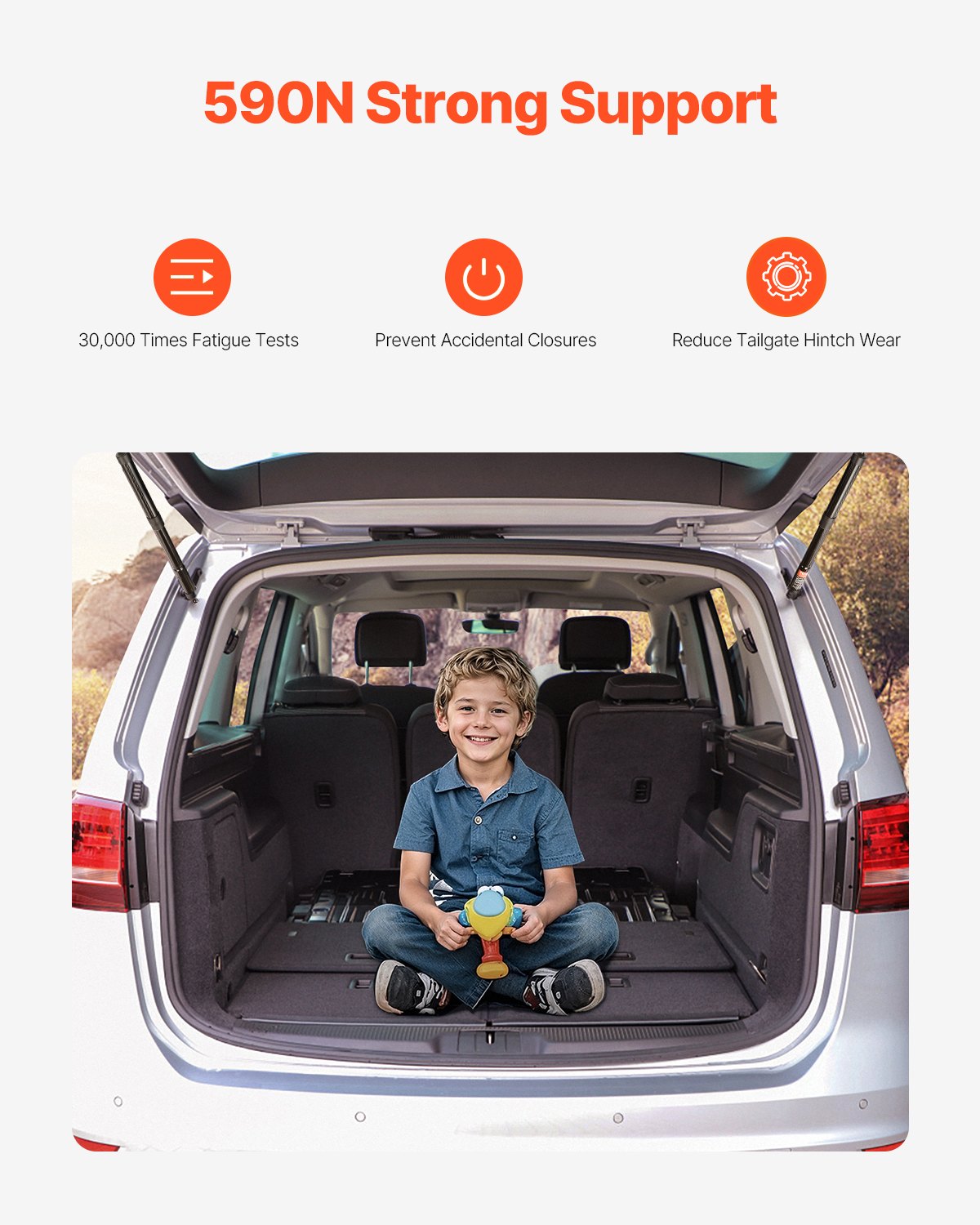 VEVOR Achterklepliftsteun links en rechts, compatibel met VW Sharan (7N, 7N1, 7N2) 2010-2023, elektrische achterklepschokdemper, vervangt OE-nummer 6891009130 6891009120 (2 stuks)