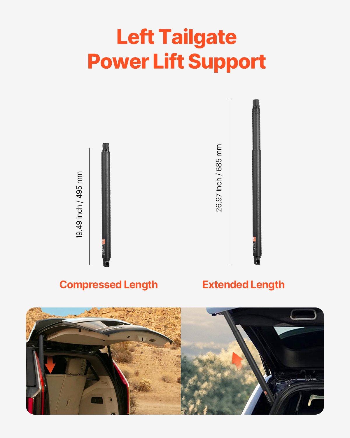 VEVOR Rear Left & Right Tailgate Power Lift Support, Compatible with 2015-2020 Cadillac Escalade/Escalade ESV, Electric Tailgate Liftgate Power Hatch Shock Strut Replace OE# 84306929 23226162 (2PCS)