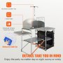 VEVOR camping kitchen outdoor foldable 78 x 49 x 13 cm, aluminum camping cupboard, camping kitchen with windbreak, camping furniture travel kitchen including hooks and lamp pole 66-121 cm, kitchen cupboard camping table travel