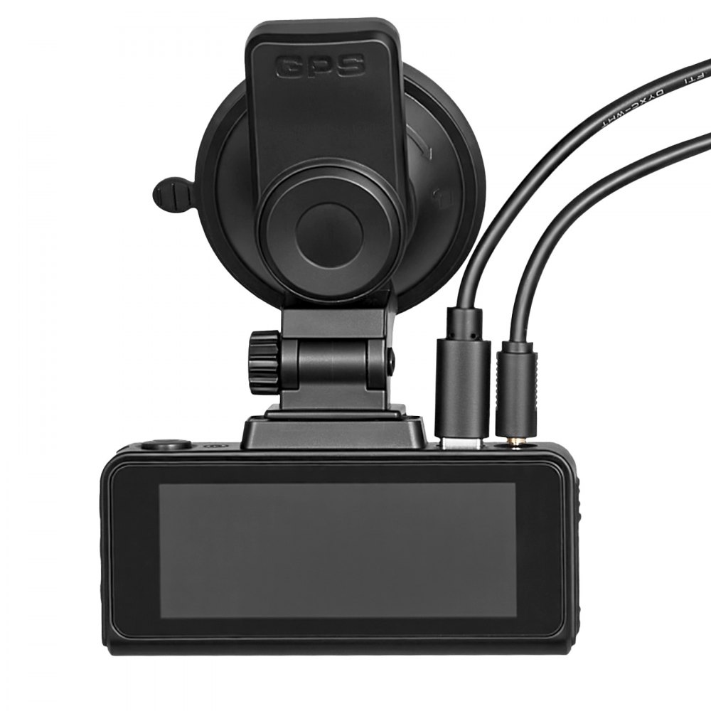 VEVOR 4K Dashcam voor auto, voor- en achterkant, 1080p dubbele autocamera met geïntegreerde GPS G-sensor en geheugenkaart (32 GB), 3,18 inch scherm, 129° + 125° groothoek, loopopname, parkeermodus, zwart