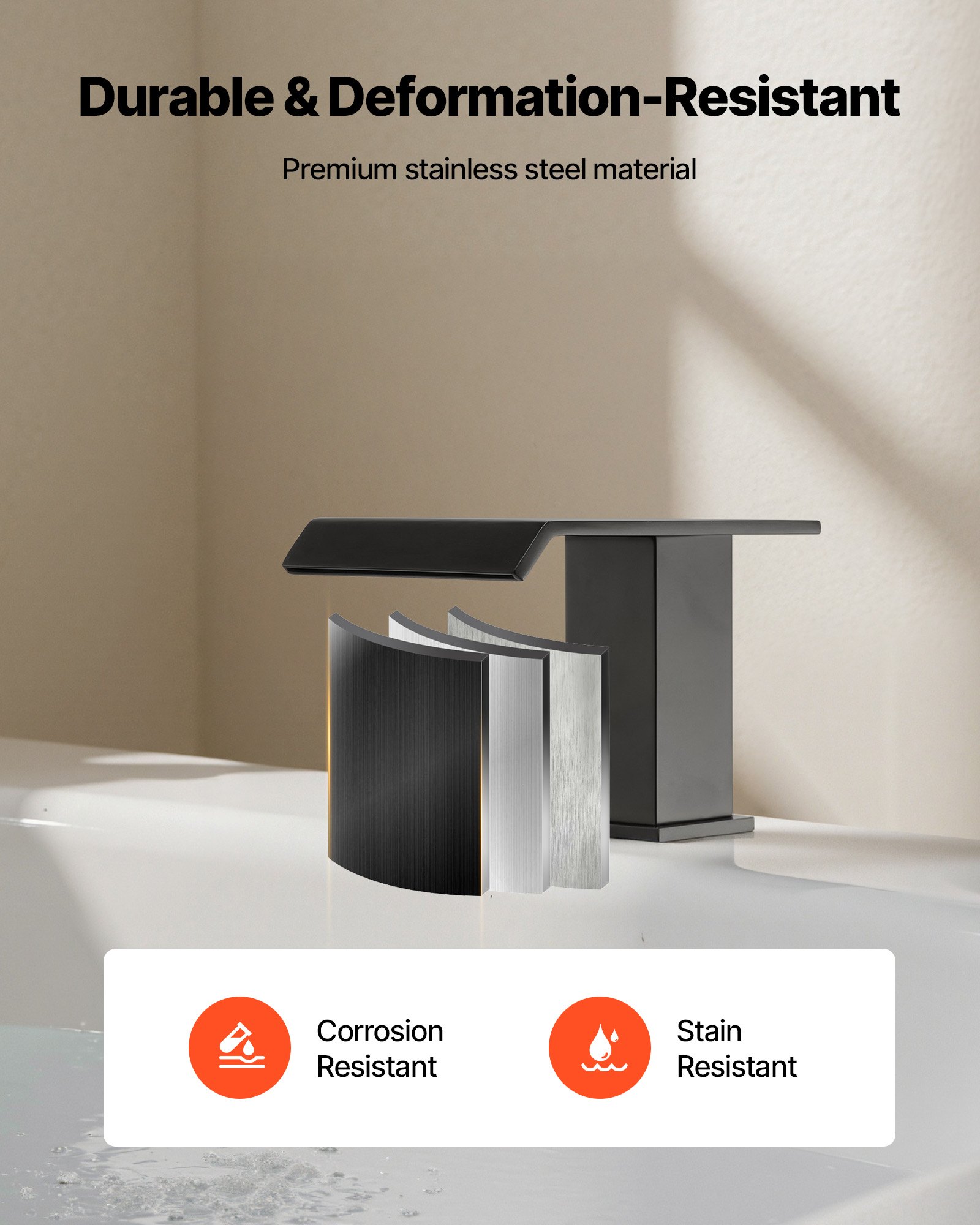 VEVOR Romeinse badkraanset met 3 gaten en 2 handgrepen, roestvrijstalen badkraan met brede uitloop voor montage op het dek voor wassen, baden, huisdieren, volwassenen