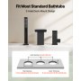 VEVOR Roman Tub Faucet, 3 Hole Waterfall Bathtub Faucet,  Roman Bathtub Faucets Set with Shower Head & 1 Handle, Deck Mount Bath Tub Faucets Set for Baby Care, Matte Black, Stainless Steel, Drip-Free