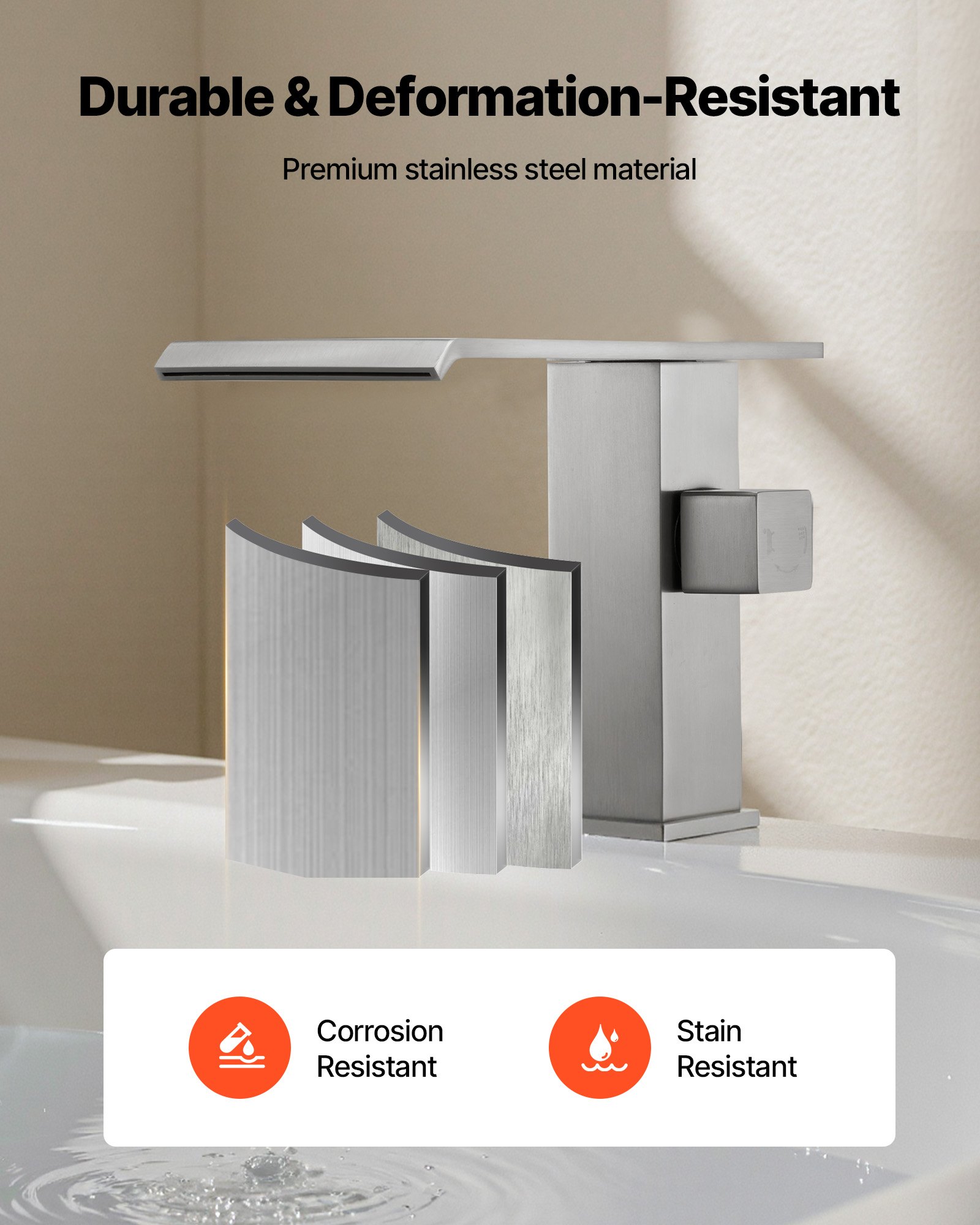 VEVOR 3-gats Romeinse badkraan, badkraan met handdouche en 1 hendel, geborsteld roestvrij staal, hoge doorstroming badkraan met dubbele waterstroomopties, plafondmontage