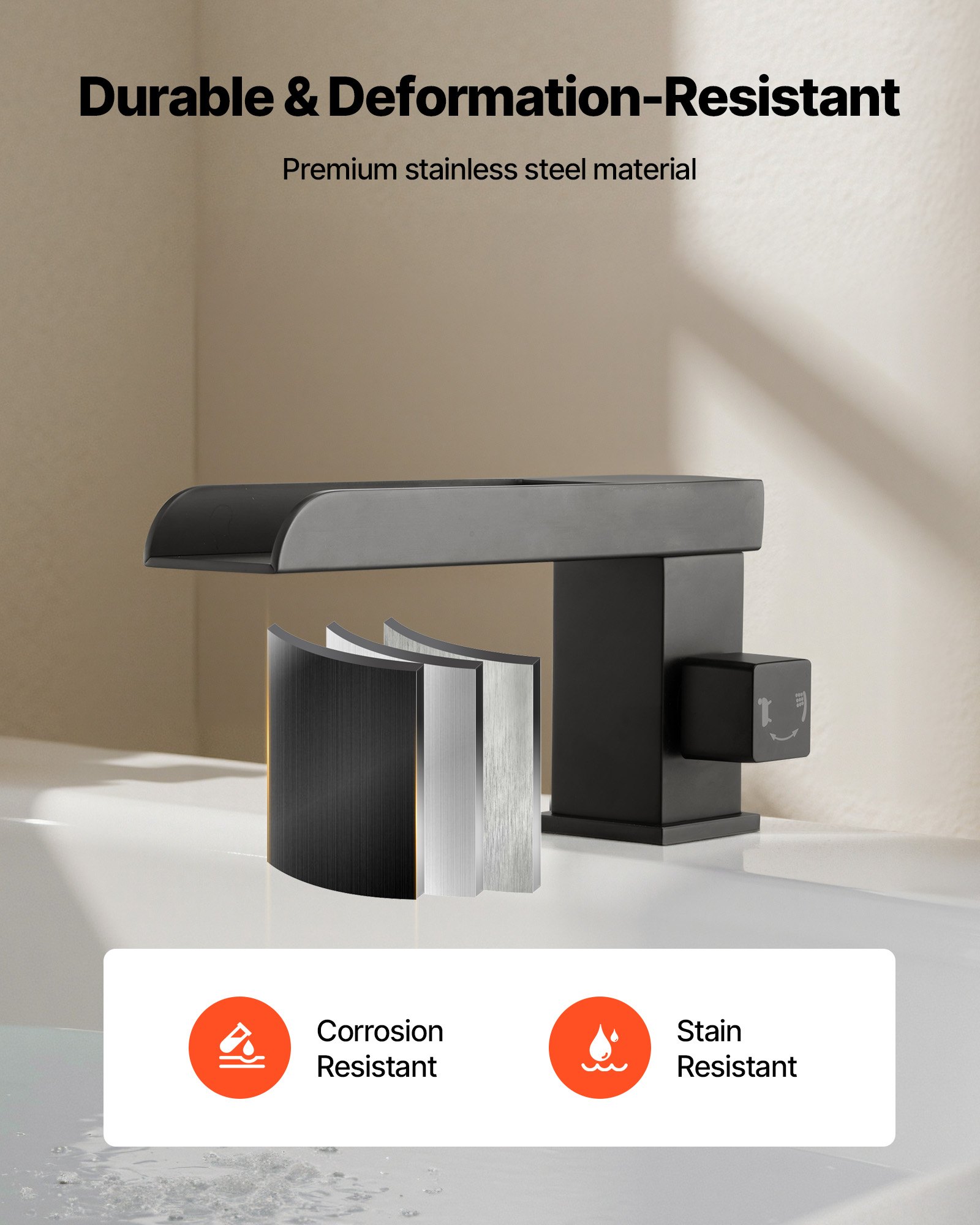 VEVOR Roman Tub Faucet, 3 Hole Waterfall Bathtub Faucet, Widespread Roman Tub Faucets with Shower Head & 1 Handle, Romans Bathtub Faucets for Pet Washing, Adult Bathing, Matte Black, Stainless Steel