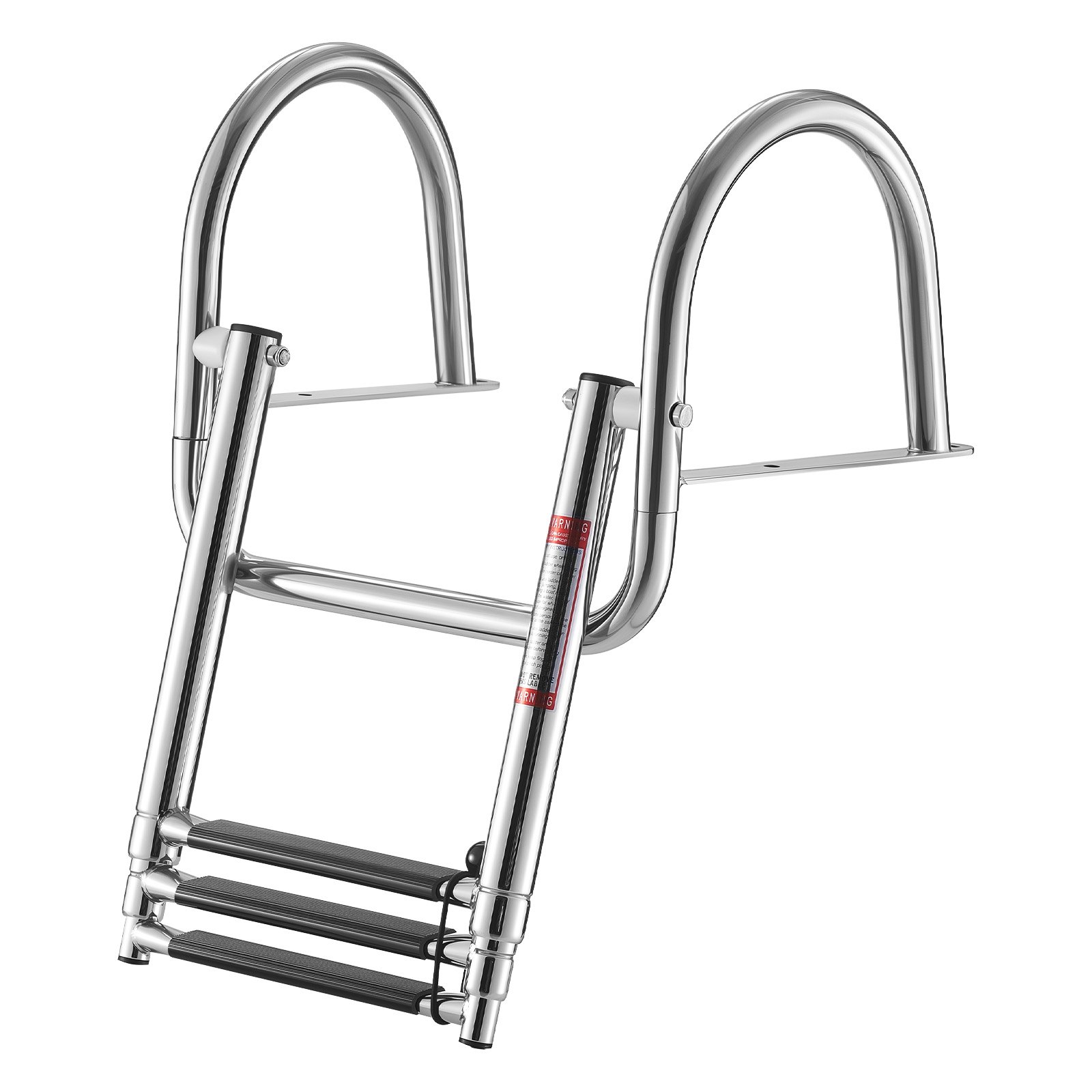 VEVOR Uitschuifbare bootladder, zwemladder met 3 treden, antislip pedaal en leuning, draagvermogen 272 kg, toegang vanaf de achterzijde, telescopische ladder gemaakt van 304 roestvrij staal voor boten, steigers, pontons en zwembaden.