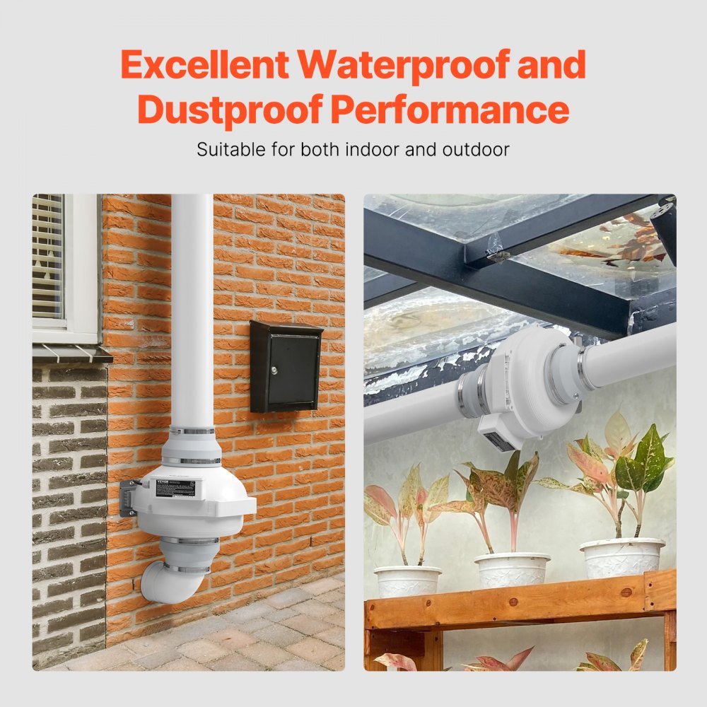 VEVOR 148-114mm Radonventilator installatiekit, 380 CFM Radonmitigatie ventilatorsysteemkit met 2 koppelingen, drukmeter, inline kanaalventilator afzuigventilator voor binnen- en buitenventilatie