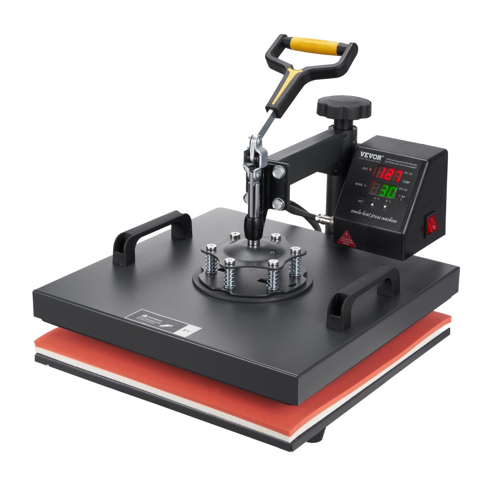 VEVOR Warmtepersmachine 2 in 1 Sublimatie Machine 1500W Warmteoverdrachtsprinter met LCD Digitaal Display en Instelbare Druk Geschikt voor T-shirts Petten Keramische Platen en Vele Andere Materialen