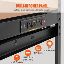 VEVOR werkbank werktafel werktafel werkplaatstafel met stopcontacten 120x60cm