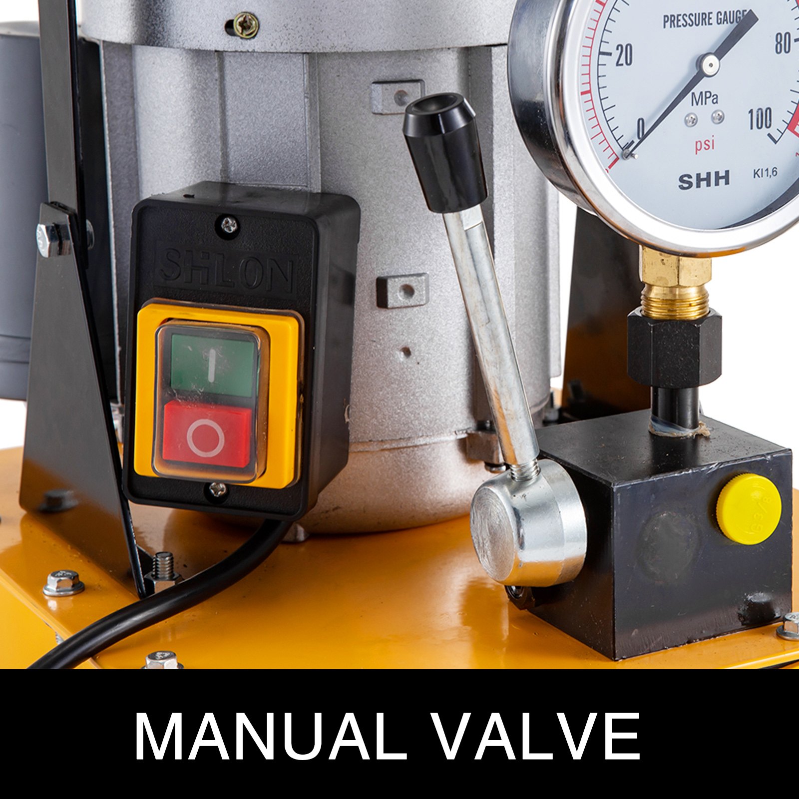 VEVOR 750W Electric Driven Hydraulic Pump Single Acting Manual Valve Control 10152 PSI, Electric Hydraulic Pump Power Pack 1 Stage Single Acting 220V 10K PSI 488in3 Cap