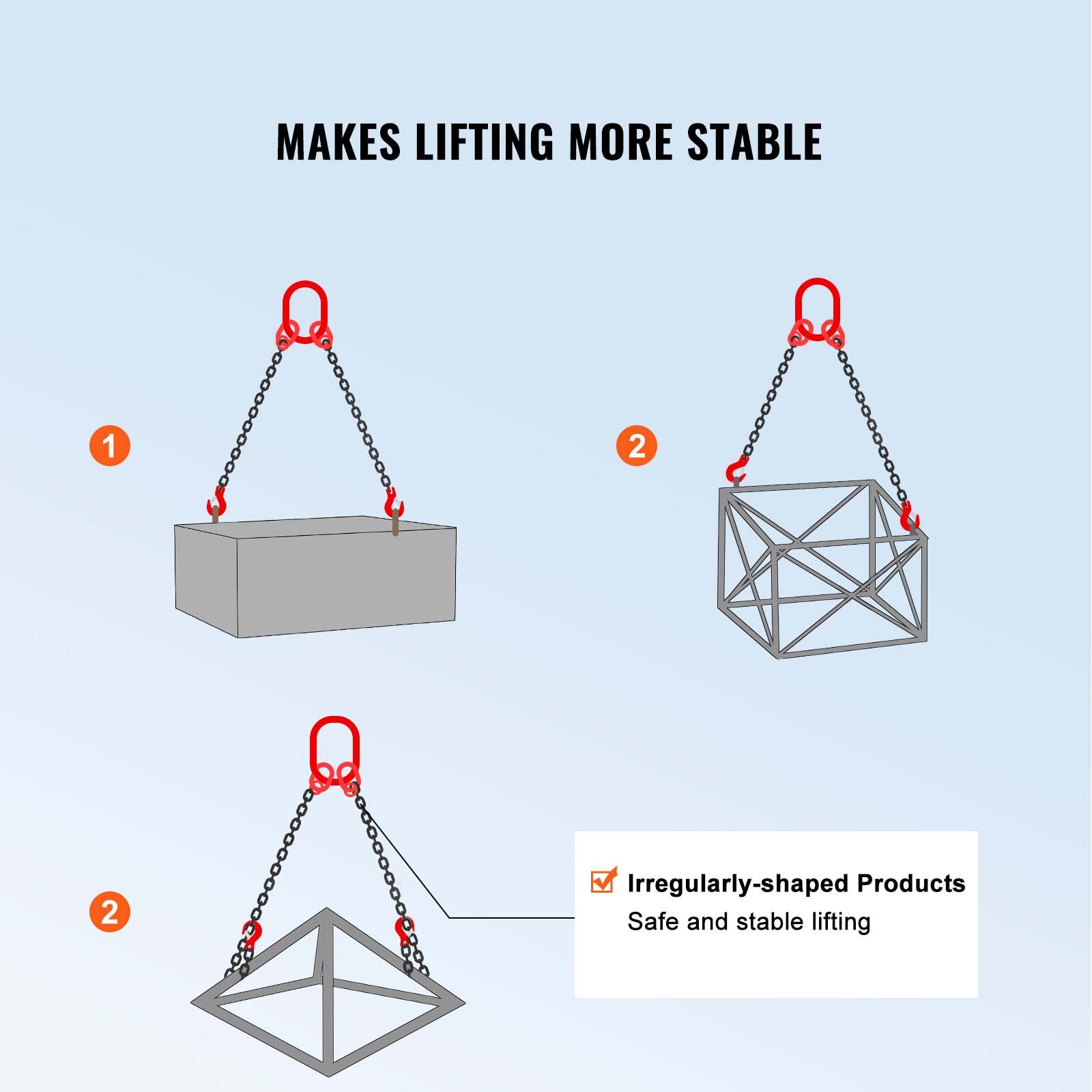 VEVOR Chain Sling, 5/16 inch x 5 ft Lifting Chains with Hooks, G80 Engine Chain Hoist Lifts, 6600 lbs/3 Ton Capacity Lifting Sling Chains for Engine Hoist, Engine Lift Chain with 2 Leg Grab Hooks